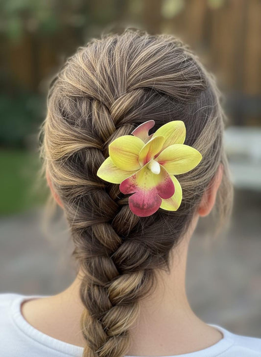 Lime Orchid Hair Claw Clip • Handmade Realistic Floral Accessory