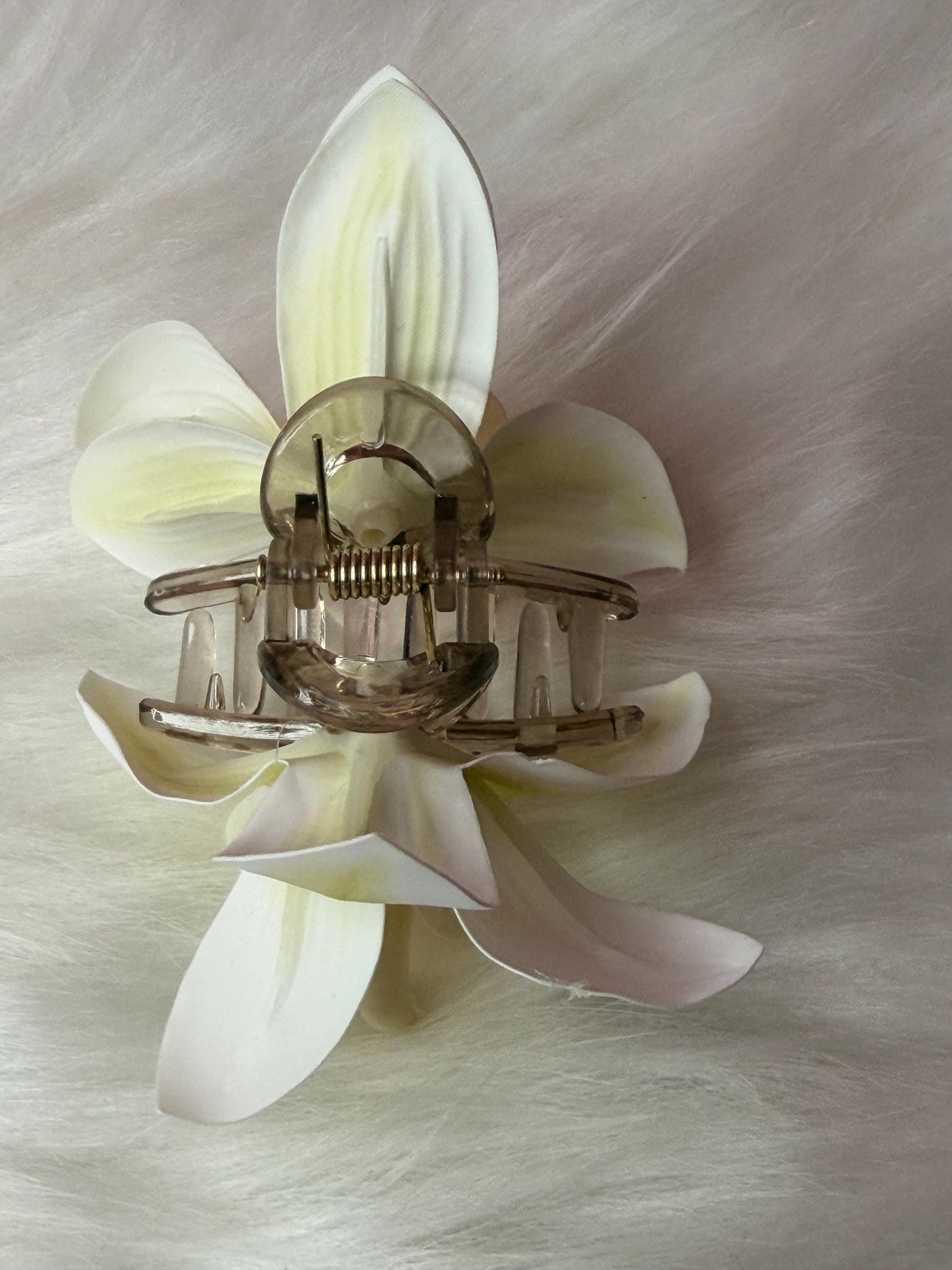 White Orchid Hair Claw Clip • Handmade Realistic Floral Accessory