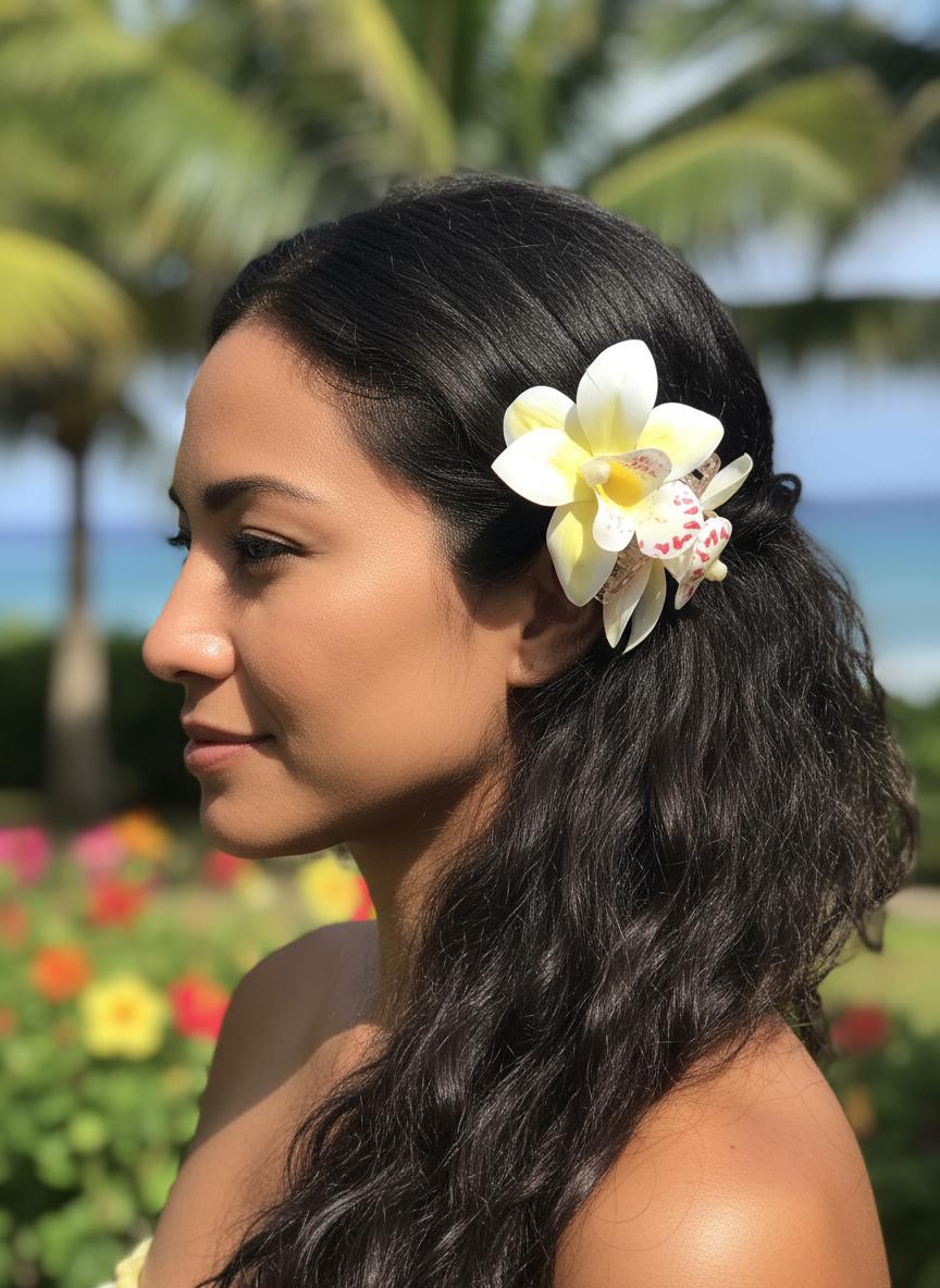 White Orchid Hair Claw Clip • Handmade Realistic Floral Accessory