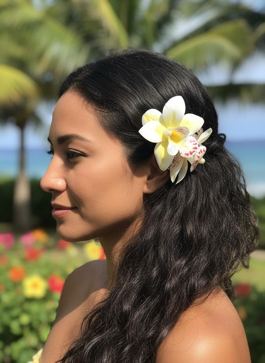 White Orchid Hair Claw Clip • Handmade Realistic Floral Accessory