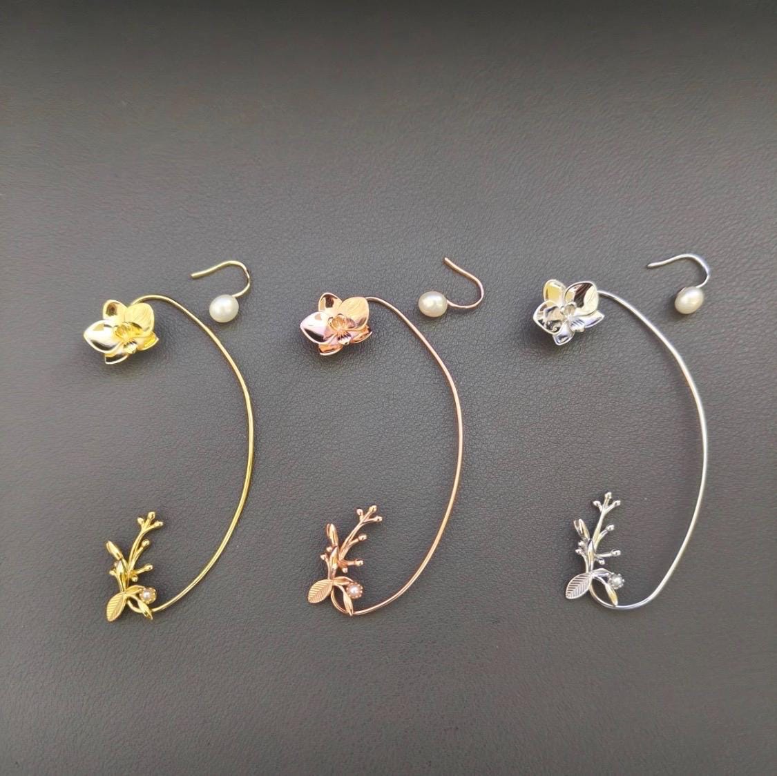 Phalaenopsis Petal Flower Earring Climber- Orchid Fleur Collection