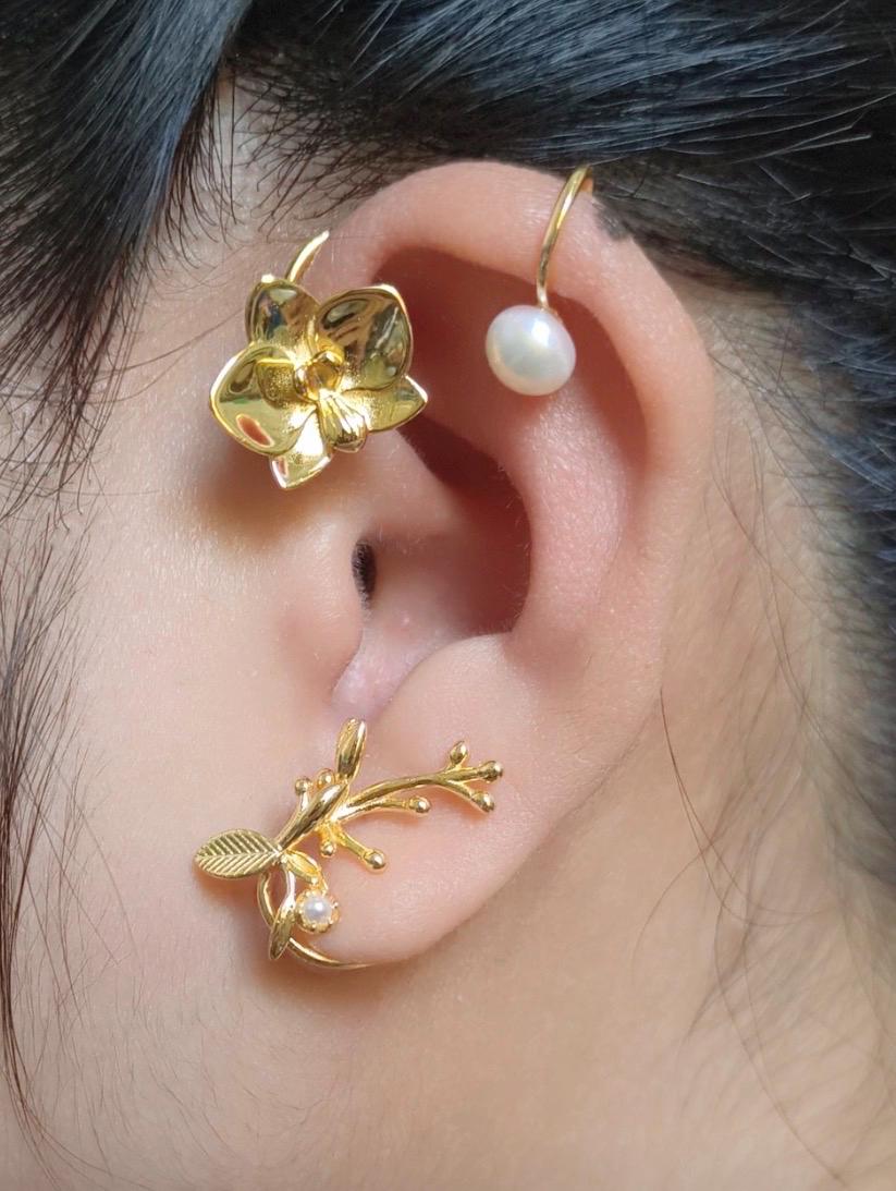 Phalaenopsis Petal Flower Earring Climber- Orchid Fleur Collection