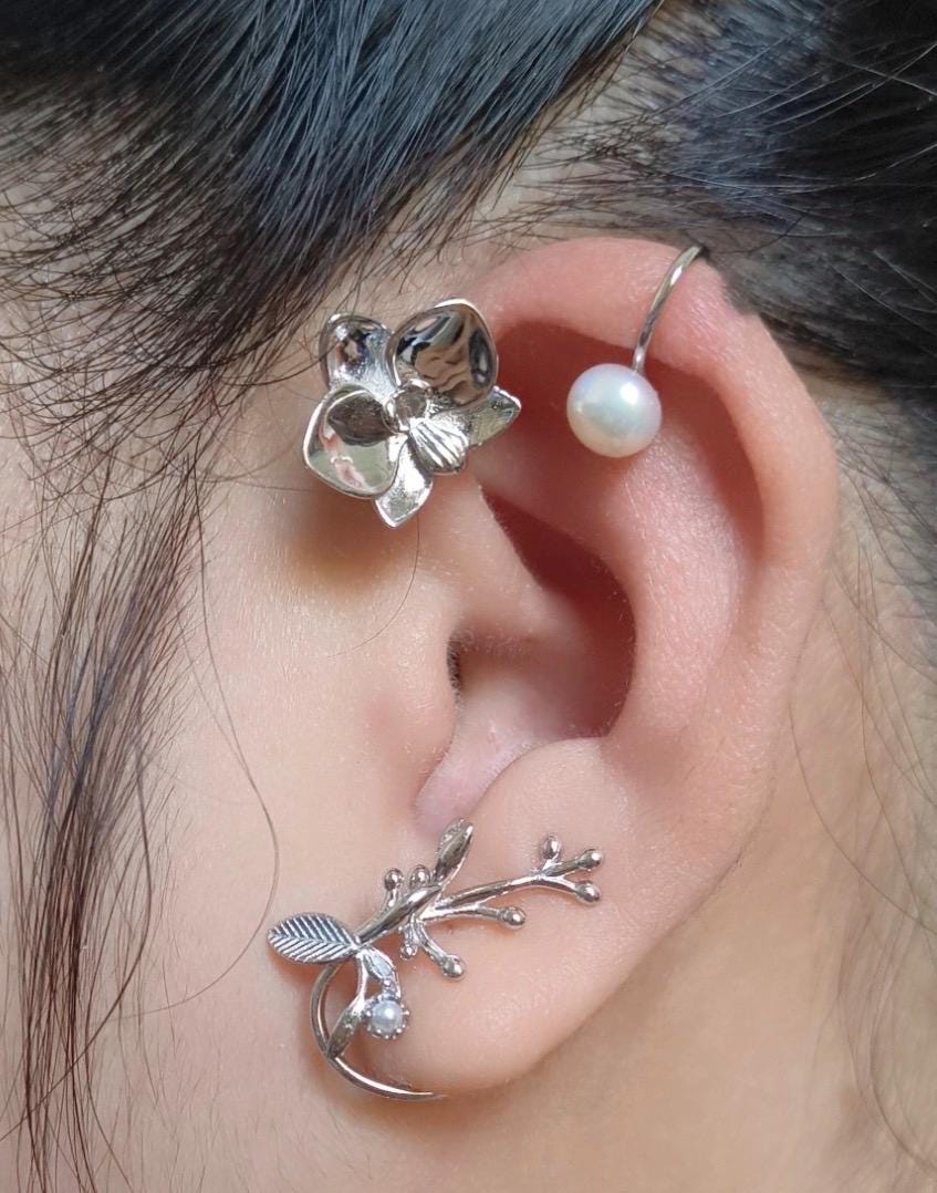 Phalaenopsis Petal Flower Earring Climber- Orchid Fleur Collection