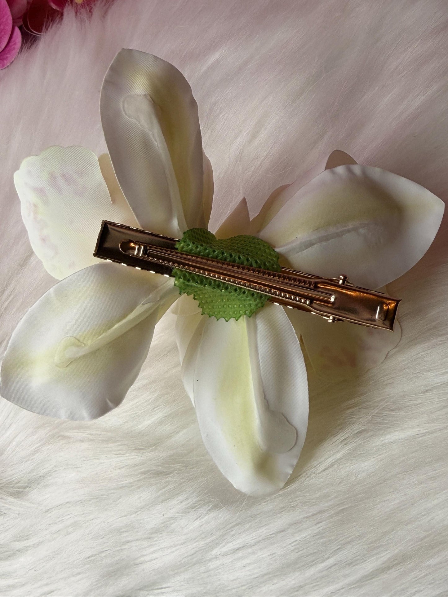 Cymbidium Orchid Flower Hair Clip • Handmade Orchid Hair Clip • Hair Flowers • Hawaiian DoubleWhite Orchid Flower Barrette