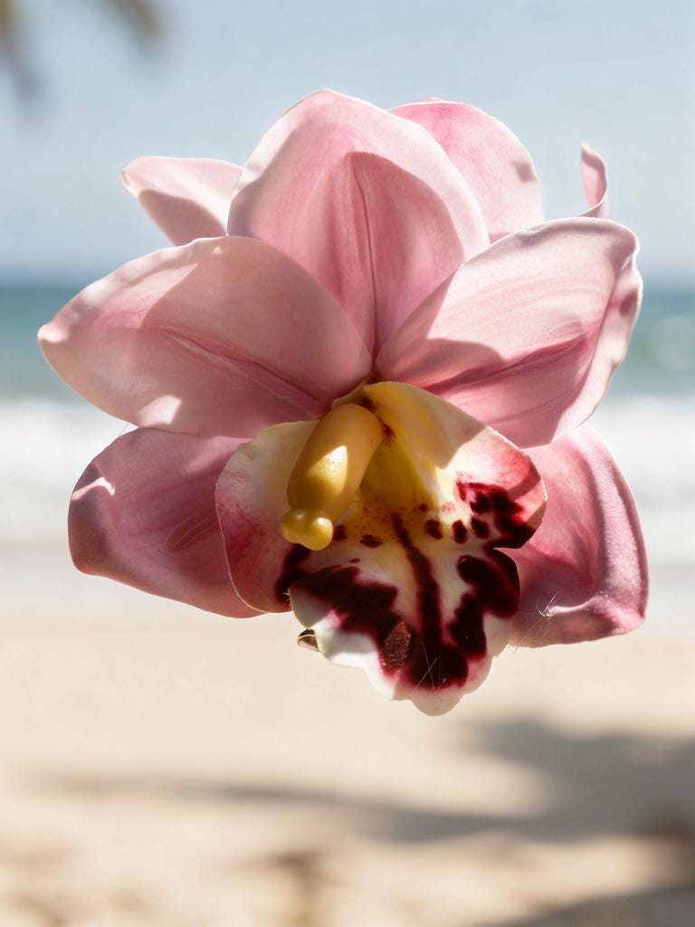 Cymbidium Orchid Flower Hair Clip • Handmade Orchid Hair Clip • Hair Flowers • Hawaiian Double Light Pink Orchid Flower Barrette