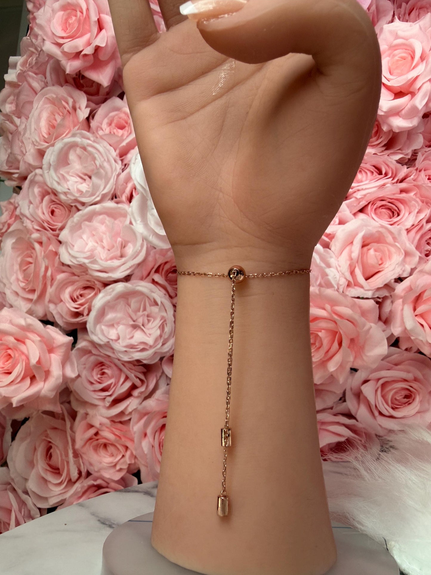 Sterling Silver Orchid Bangle, 14K Rose Gold Plated, Clear Zircon