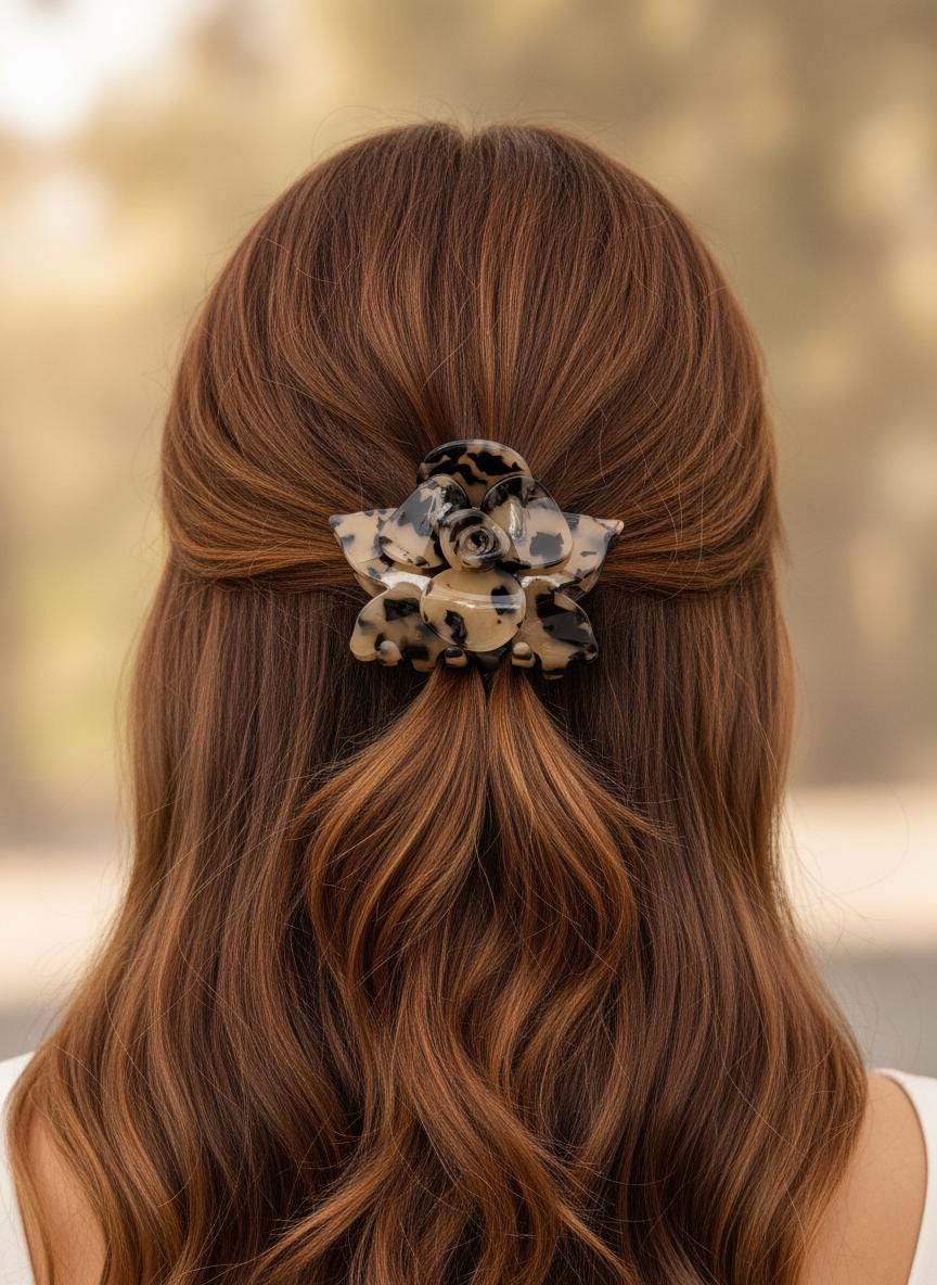 Milk Cameo Large Orchid Hair Claw Clip: Pink Hair Accessories, Handmade Hair Accessories