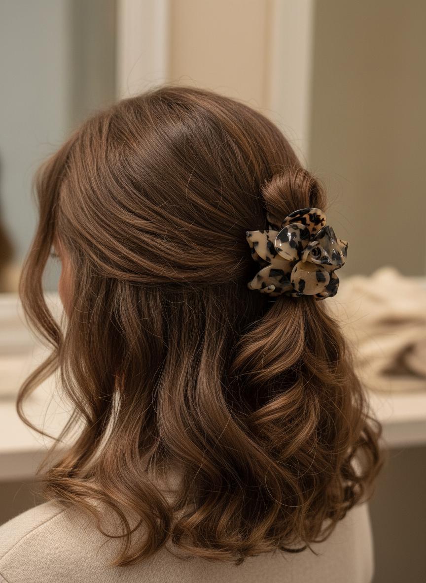 Milk Cameo Large Orchid Hair Claw Clip: Pink Hair Accessories, Handmade Hair Accessories