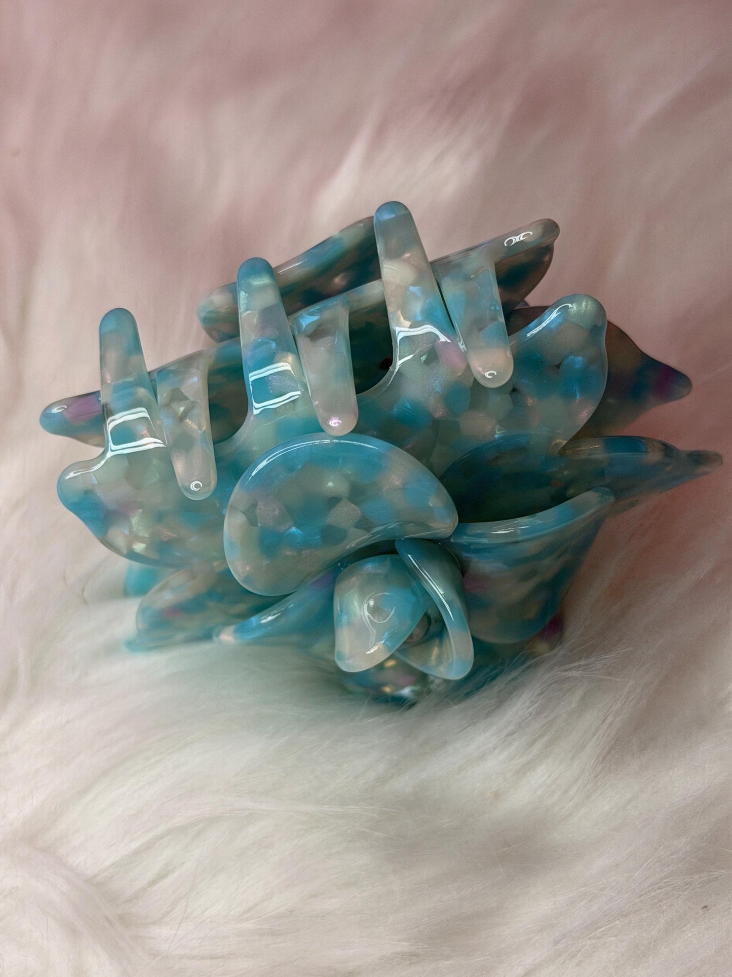 Aqua Blue Large Orchid Hair Claw Clip: Pink Hair Accessories, Handmade Hair Accessories