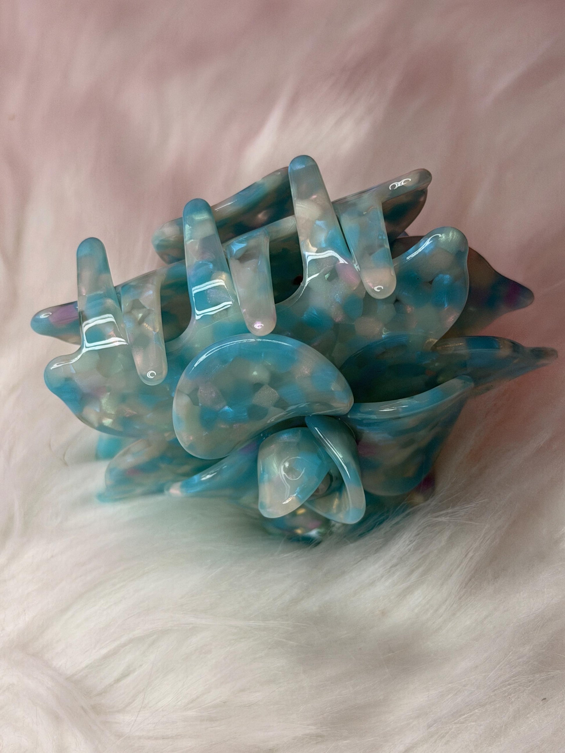 Aqua Blue Large Orchid Hair Claw Clip: Pink Hair Accessories, Handmade Hair Accessories