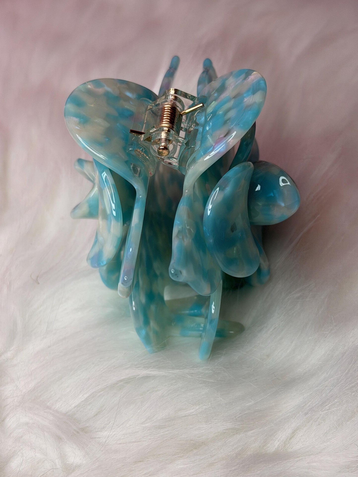 Aqua Blue Large Orchid Hair Claw Clip: Pink Hair Accessories, Handmade Hair Accessories