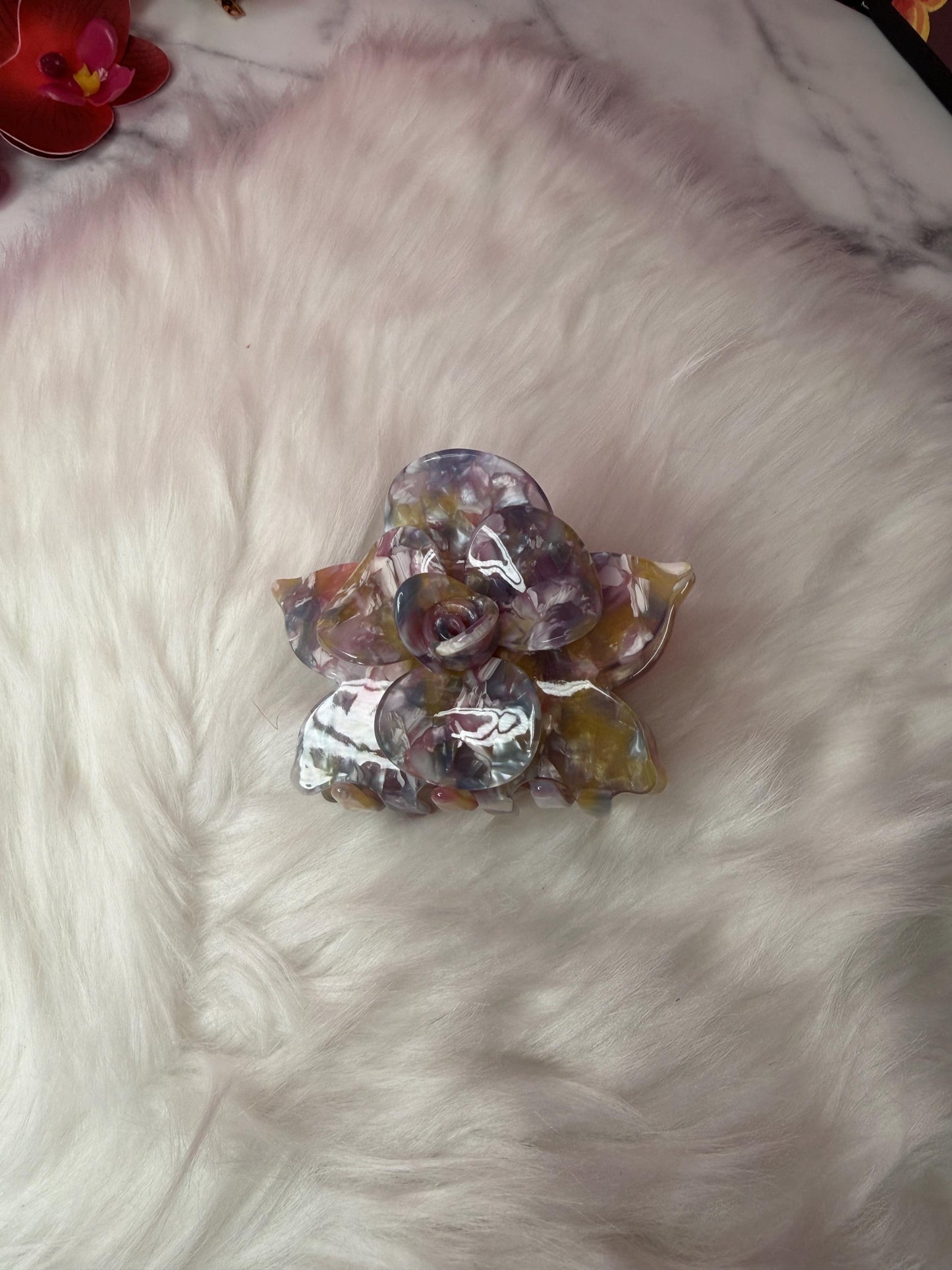 Rainbow Large Orchid Hair Claw Clip: Pink Hair Accessories, Handmade Hair Accessories