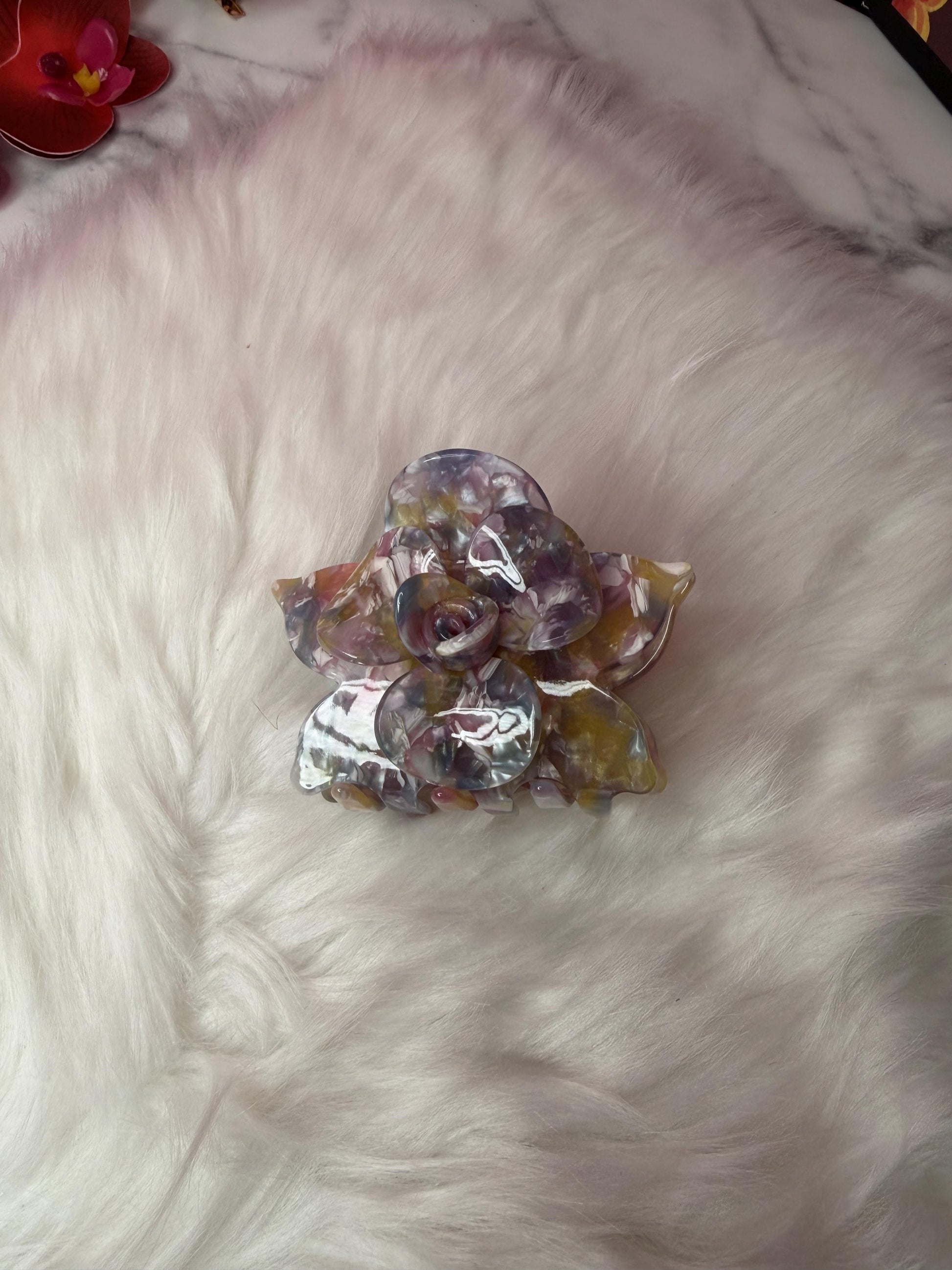 Rainbow Large Orchid Hair Claw Clip: Pink Hair Accessories, Handmade Hair Accessories