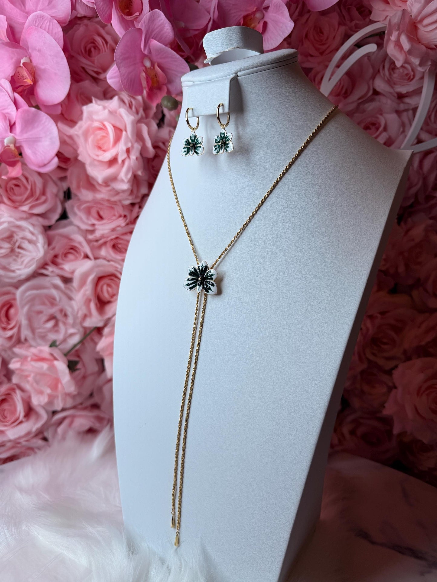 Ascocenda Orchid Blue & White Splash Collection • Statement Lariat or Hoop Earrings • S925 Silver