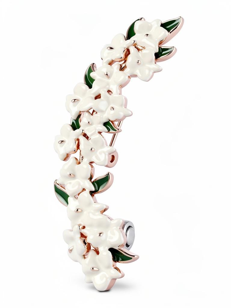 White Orchid Ear Cuff Stud: Cattleya Flower Earring Wrap- Orchid Fleur Collection