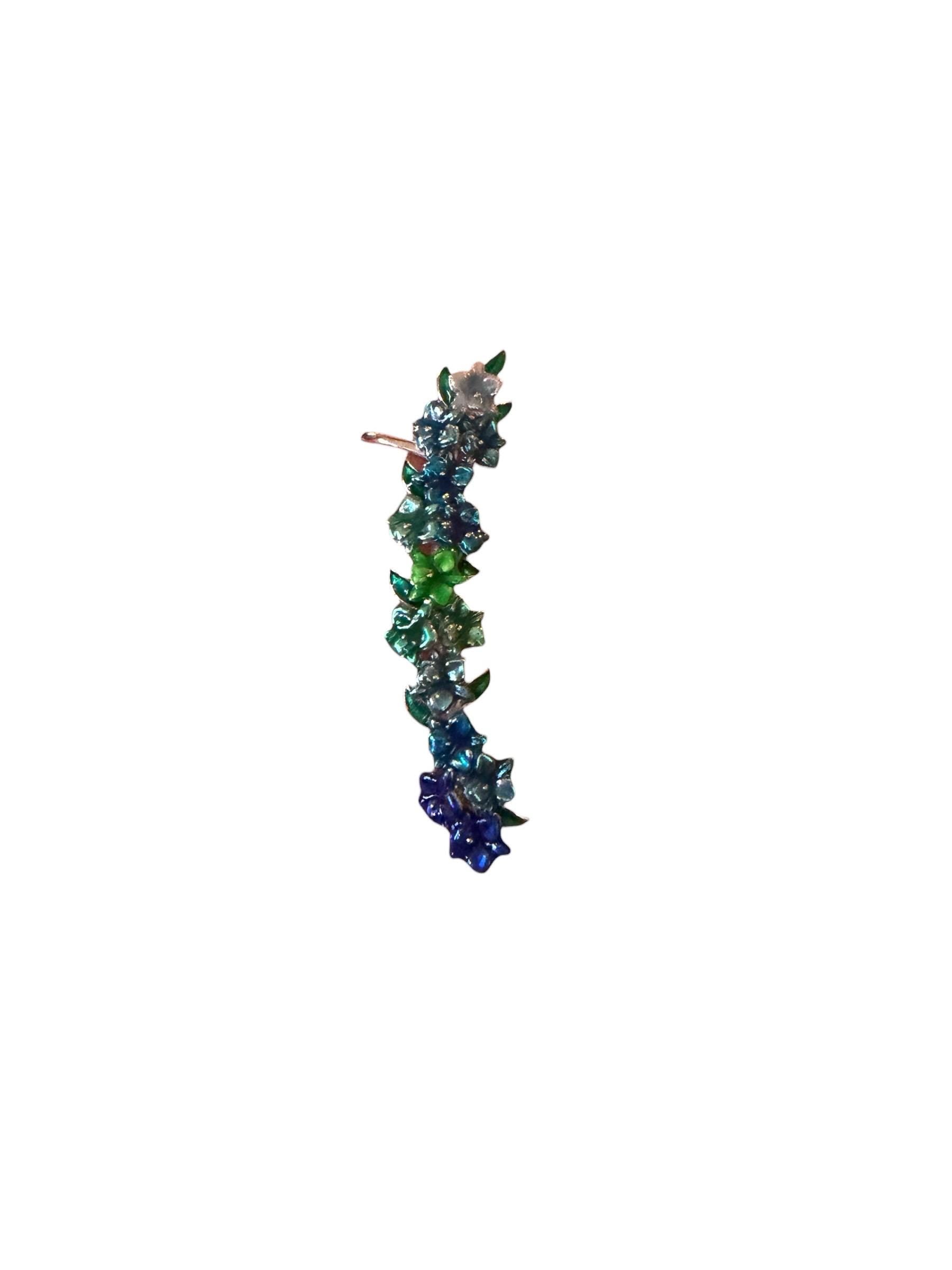 Blue Orchid Ear Cuff Stud: Cattleya Flower Earring Wrap- Orchid Fleur Collection