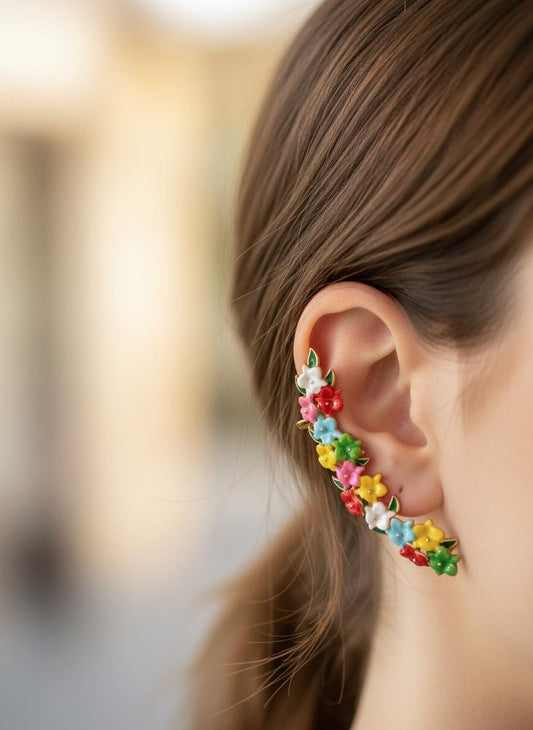 Orchid Medley Ear Cuff Stud: Cattleya Flower Earring Wrap- Orchid Fleur Collection