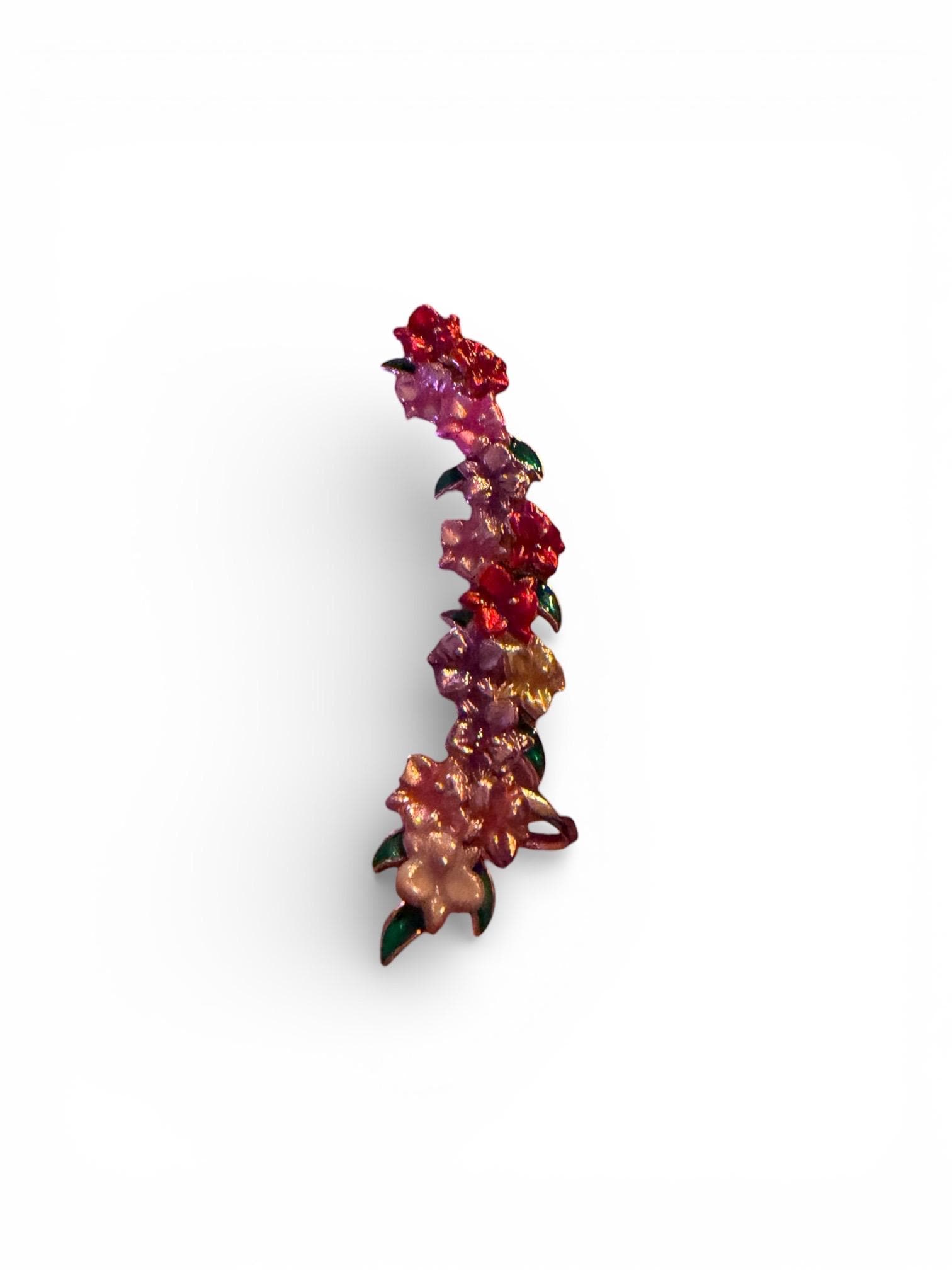 Floral Mosaic Orchid Ear Cuff Stud: Cattleya Flower Earring Wrap- Orchid Fleur Collection