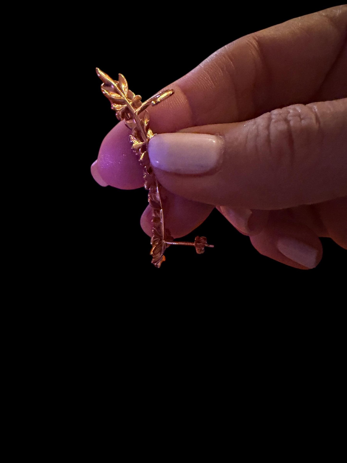 Floral Mosaic Orchid Ear Cuff Stud: Cattleya Flower Earring Wrap- Orchid Fleur Collection