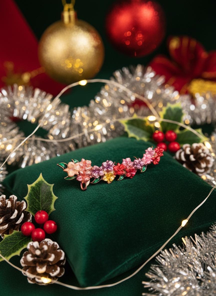 Floral Mosaic Orchid Ear Cuff Stud: Cattleya Flower Earring Wrap- Orchid Fleur Collection