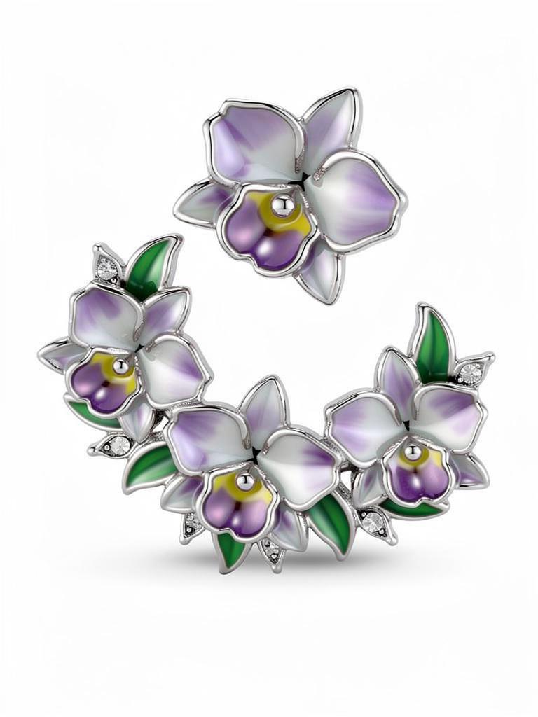 Lavender Cattleya Flower Stud with Earring Jacket : Aloha Orchid Jewelry Collection