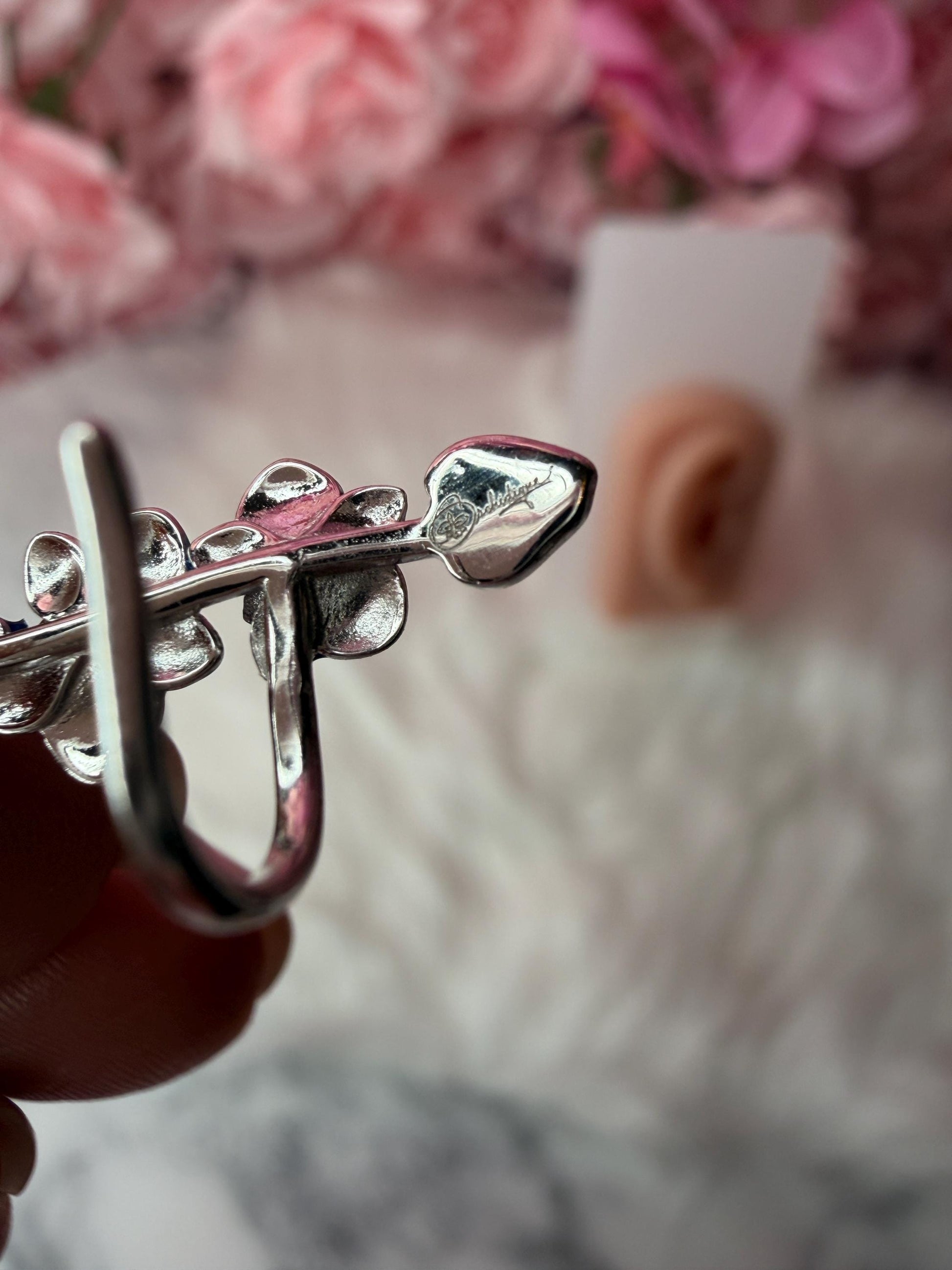 Blue Orchid Ear Cuff Stud: Phalaenopsis Flower Earring Climber- Orchid Fleur Collection