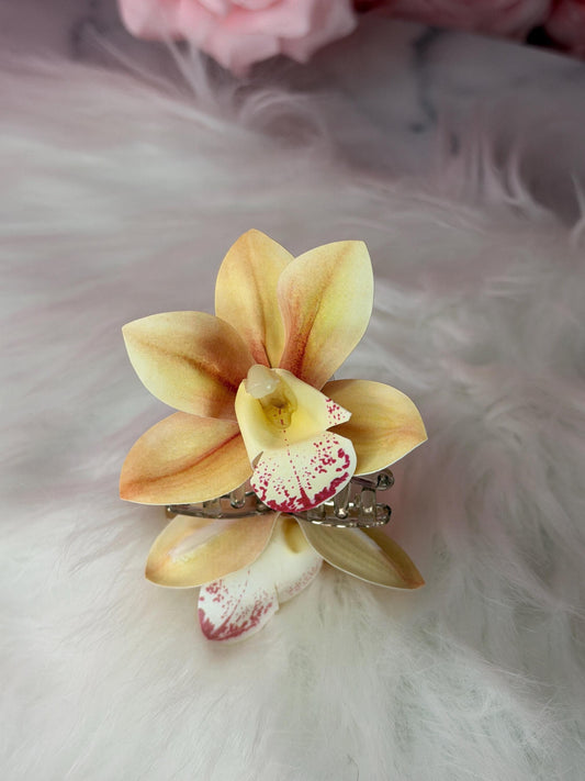 Sunset Cattleya Orchid Claw Clip • Handmade Realistic Floral AccessoryCattleya Orchid Claw Clip