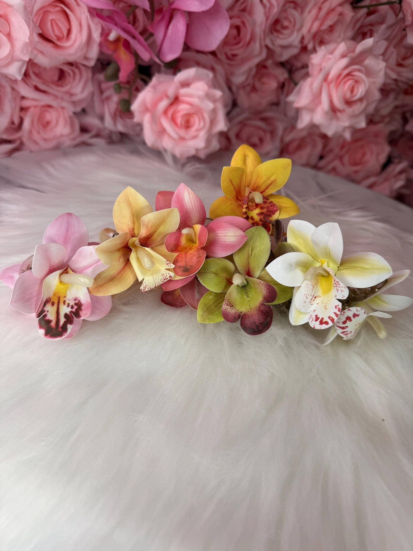 Sunset Cattleya Orchid Claw Clip • Handmade Realistic Floral AccessoryCattleya Orchid Claw Clip