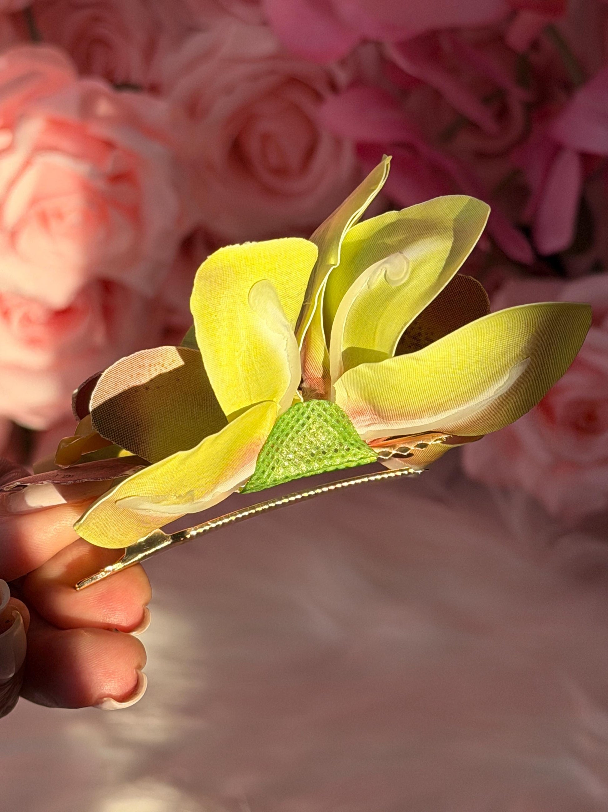 Hawaiian Double Lime Orchid Hair Clip • Real Touch Cymbidium Orchid Flower • Handmade Hair Accessory