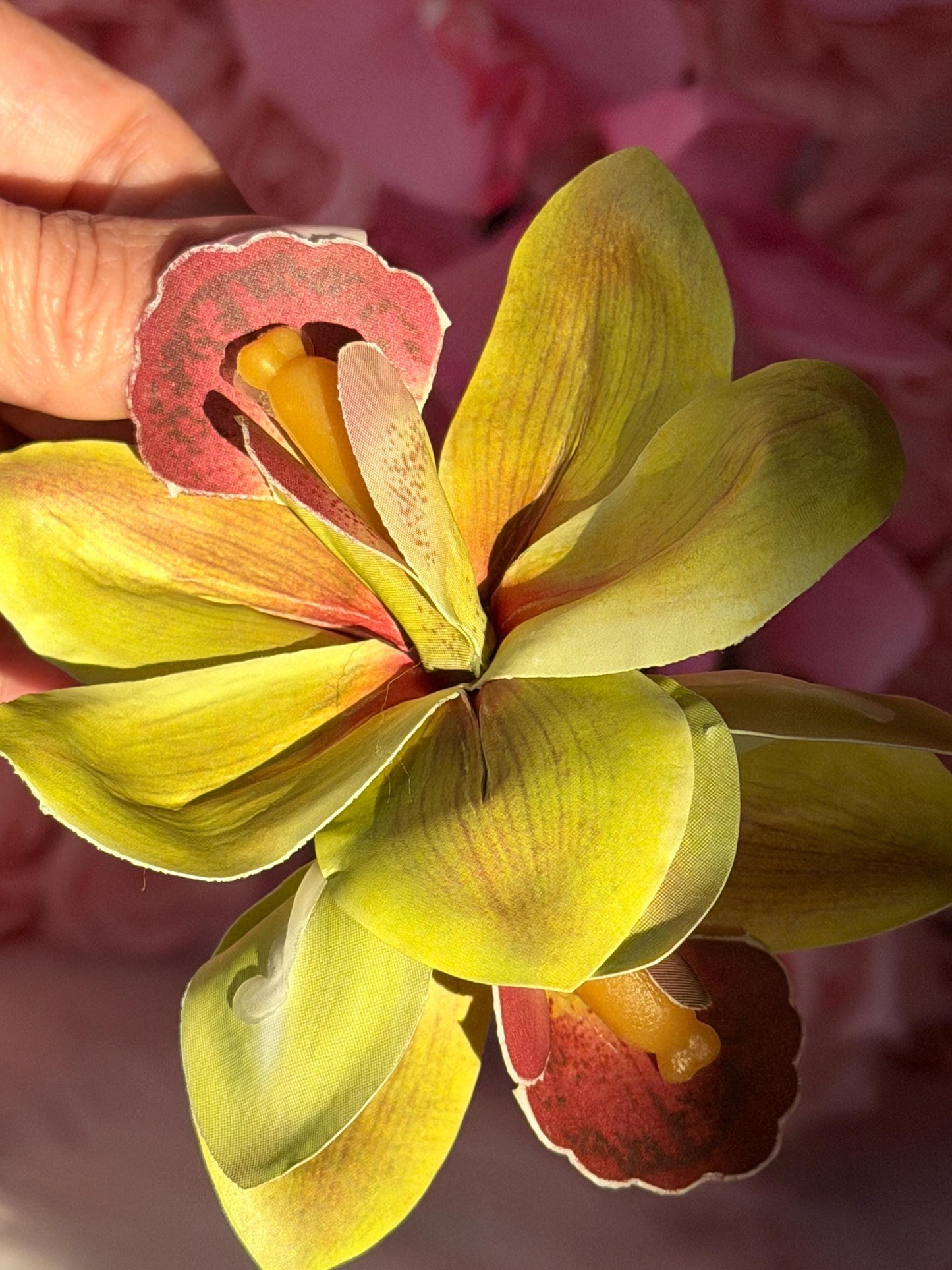 Hawaiian Double Lime Orchid Hair Clip • Real Touch Cymbidium Orchid Flower • Handmade Hair Accessory