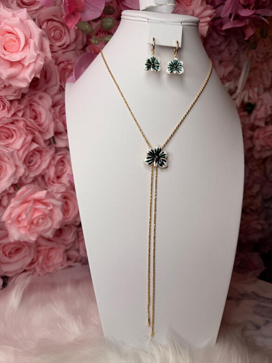 Ascocenda Vanda Orchid Tropical Green & White Splash Petal Collection • Statement Lariat or Hoop Earrings