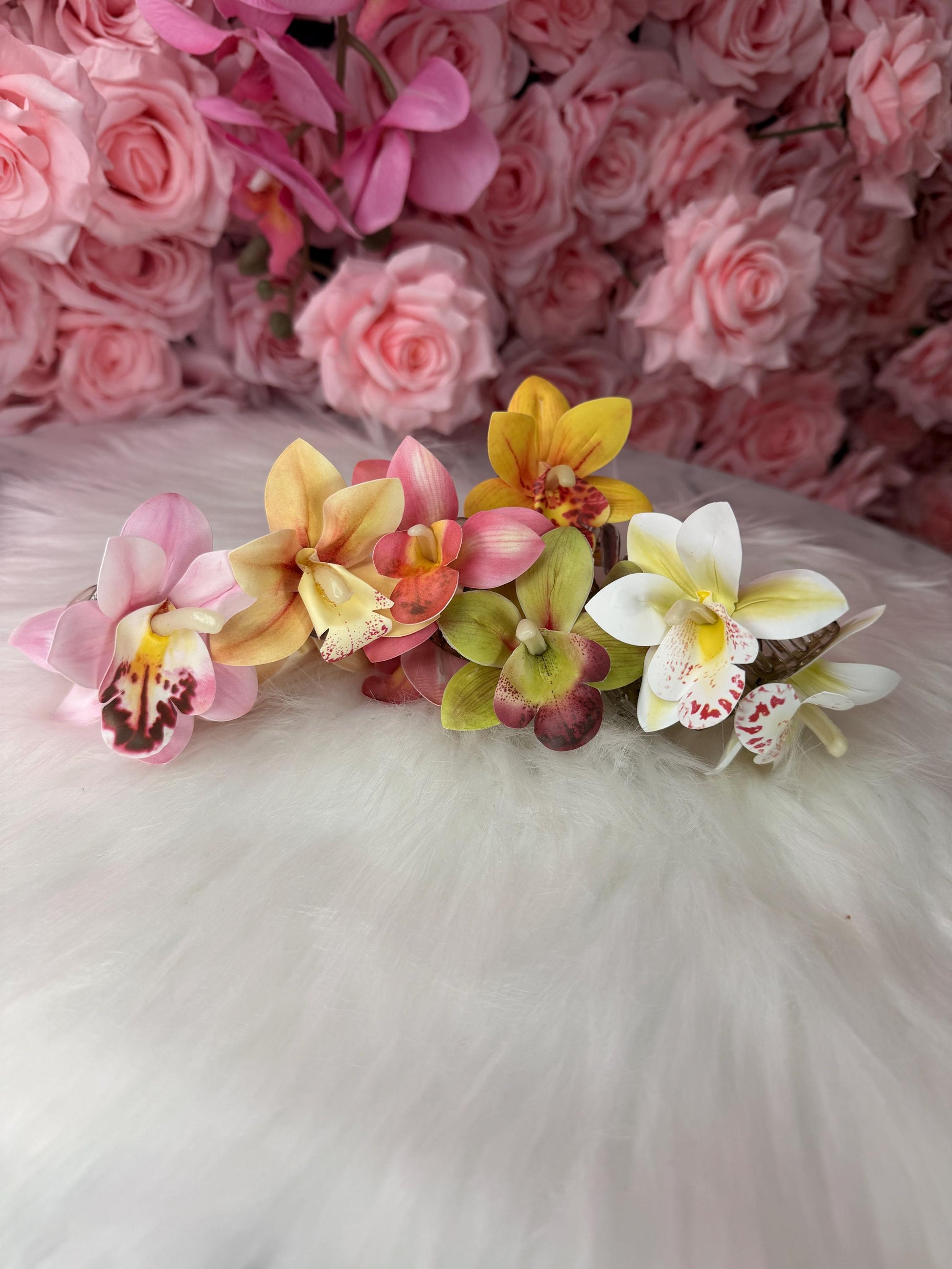 Sunset Cattleya Orchid Claw Clip • Handmade Realistic Floral AccessoryCattleya Orchid Claw Clip