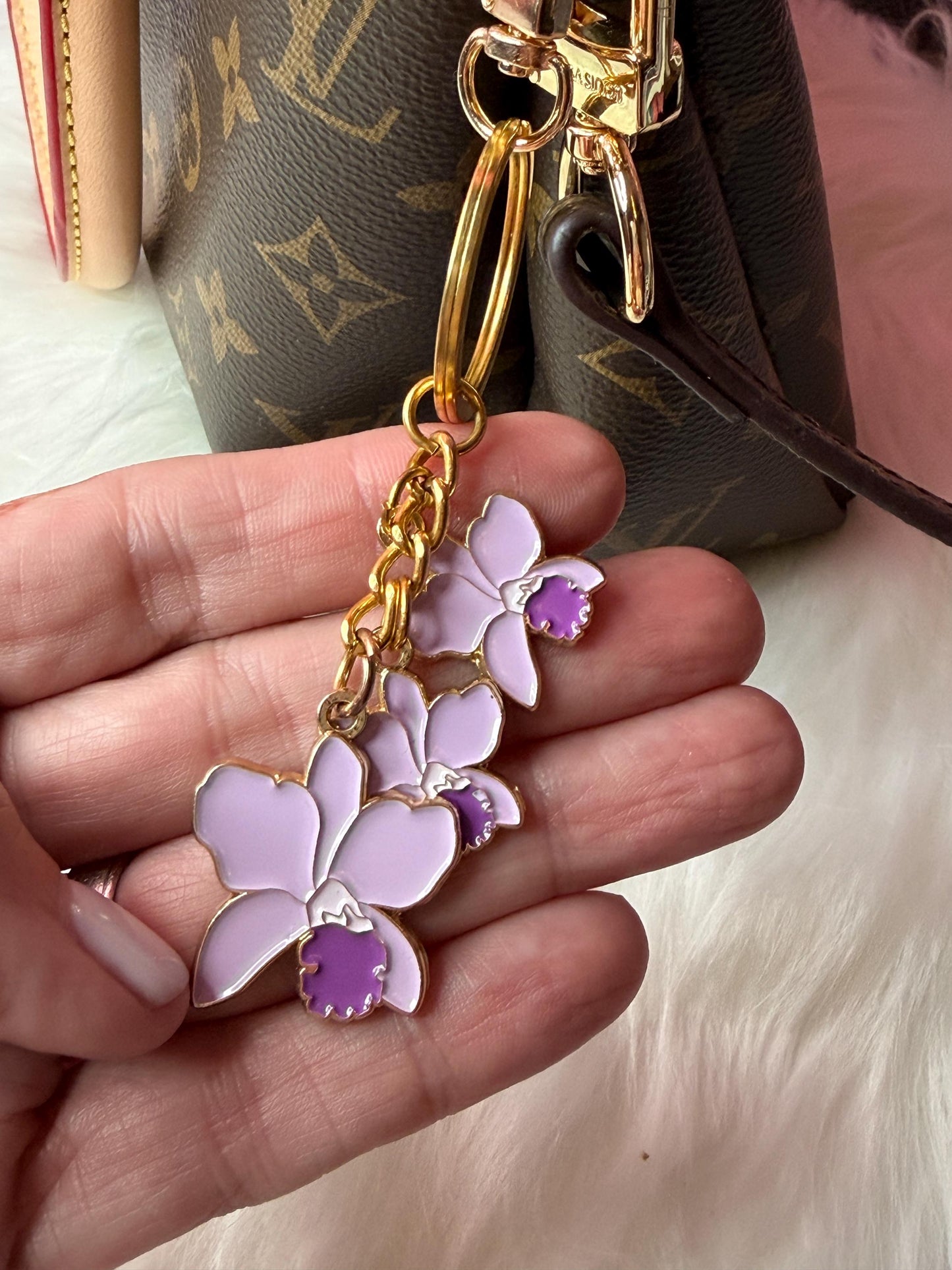 Luxury Purse Charm | Purple Cattleya Orchid