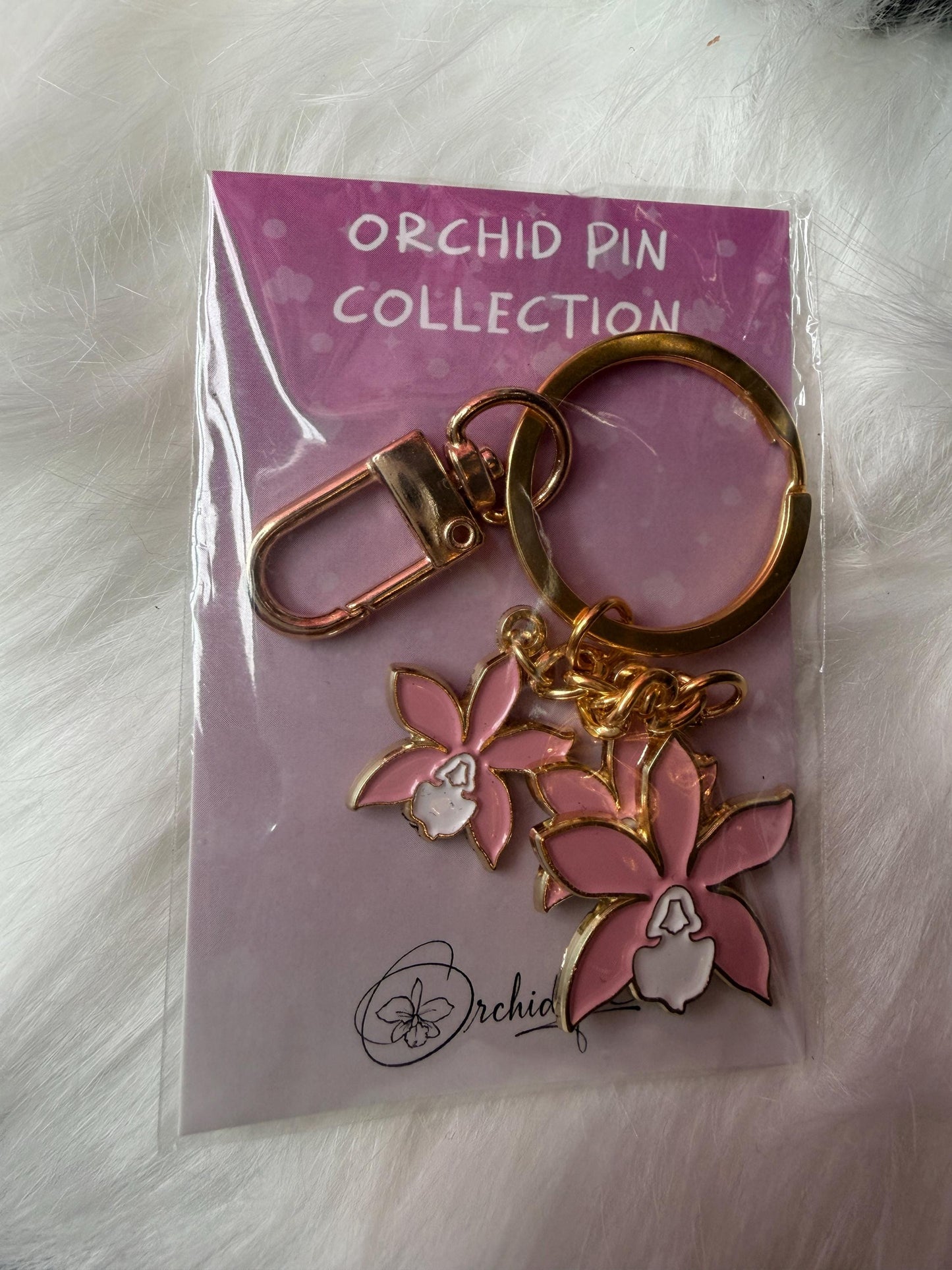 Luxury Purse Charm | Pink & White Cattleya