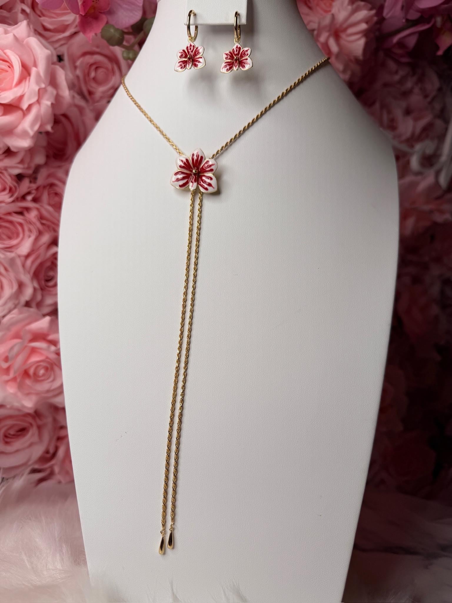 Ascocenda Vanda Orchid Red & White Splash Petal Collection • Statement Lariat or Hoop Earrings