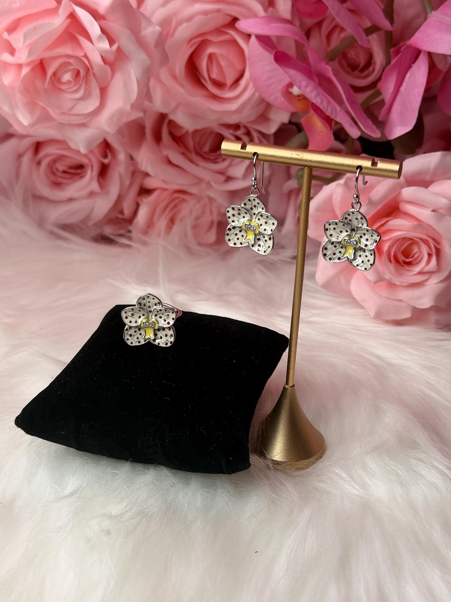 Orchid Jewelry: Sterling Silver Vanda Flower Pendant, Earrings or Ring