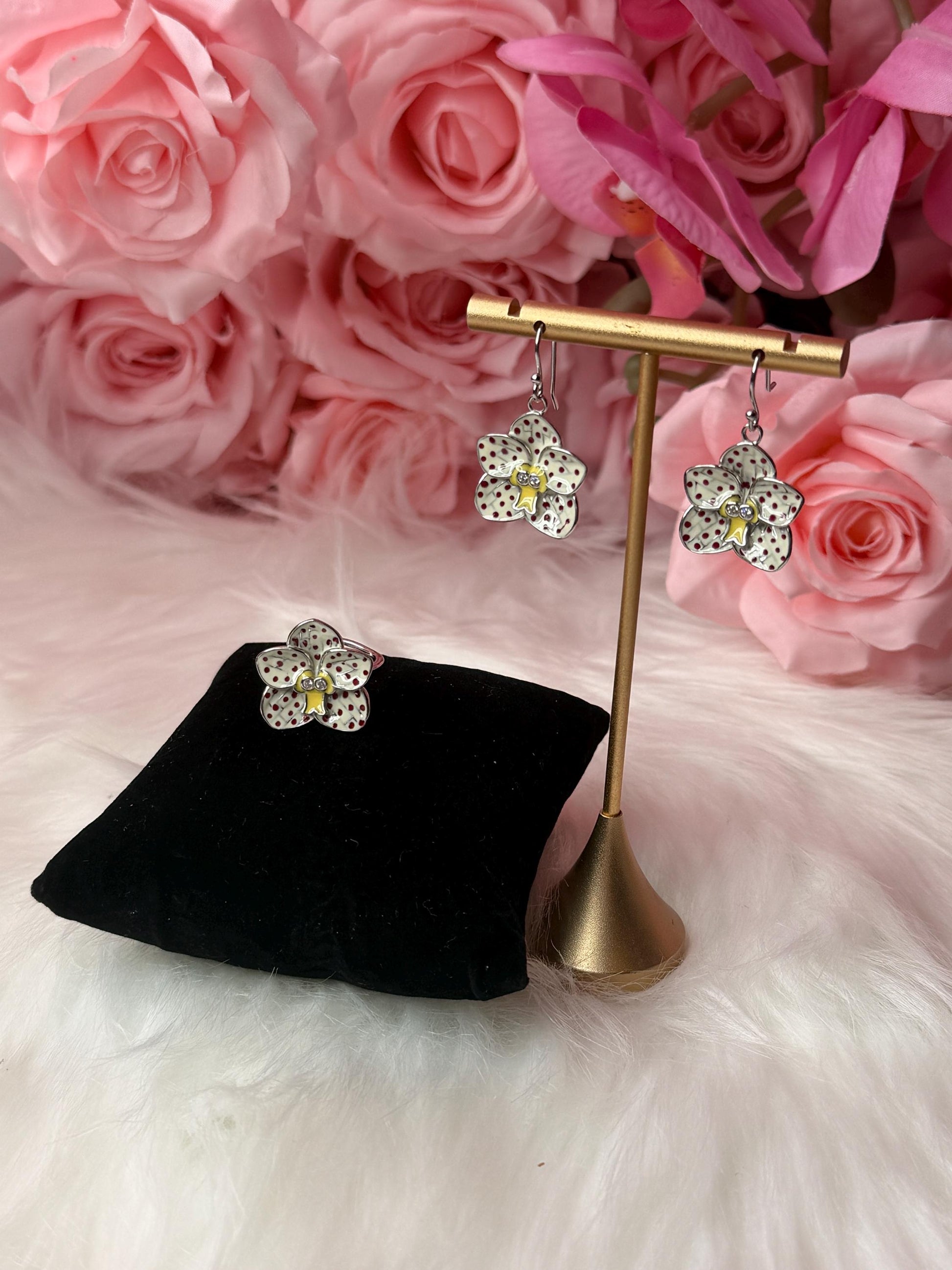 Orchid Jewelry: Sterling Silver Vanda Flower Pendant, Earrings or Ring