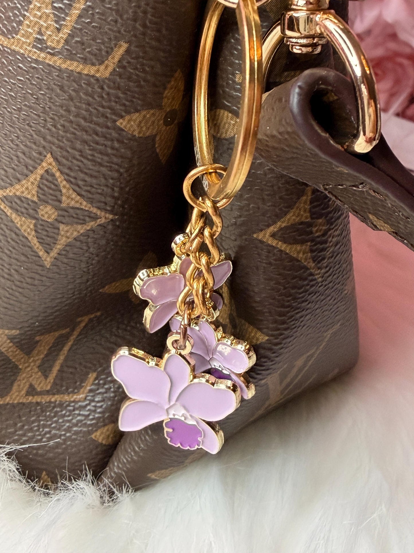 Luxury Purse Charm | Purple Cattleya Orchid