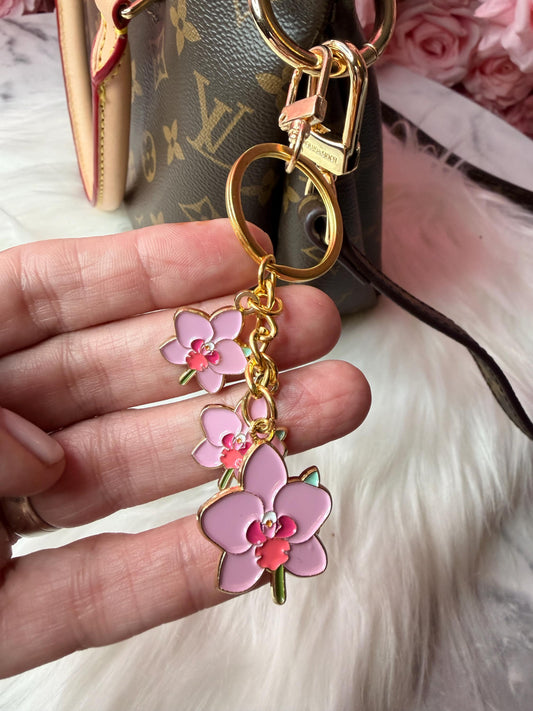 Luxury Purse Charm | Pink & Red Phalaenopsis