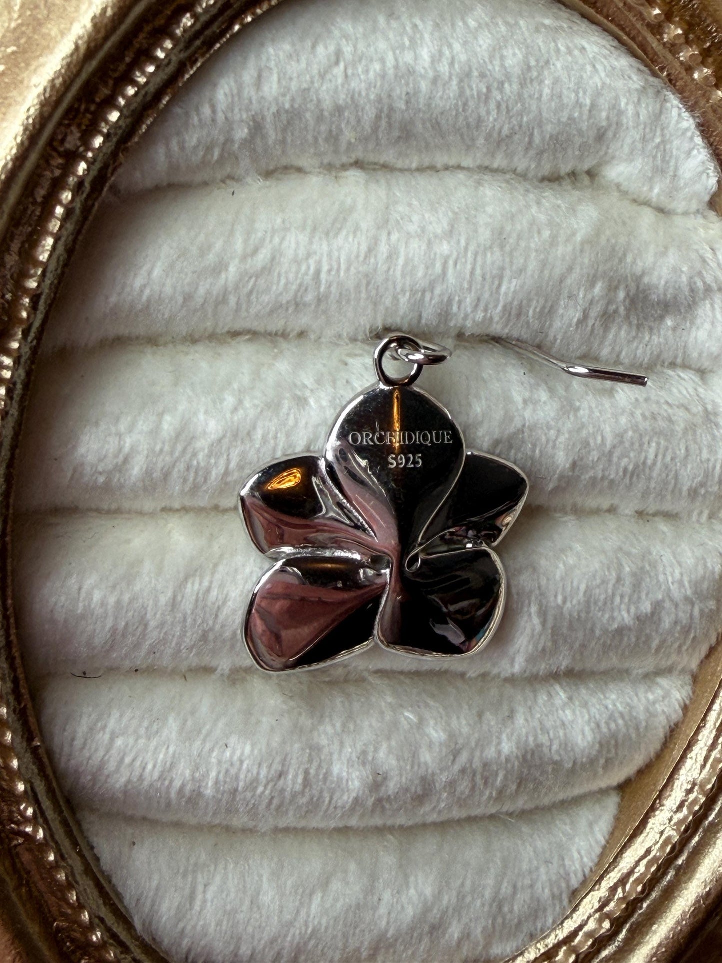 Orchid Jewelry: Sterling Silver Vanda Flower Pendant, Earrings or Ring