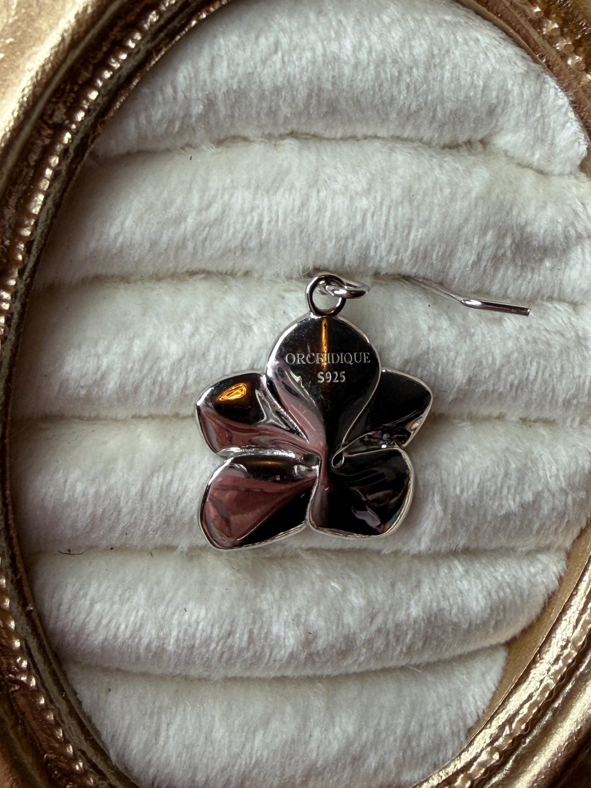 Orchid Jewelry: Sterling Silver Vanda Flower Pendant, Earrings or Ring