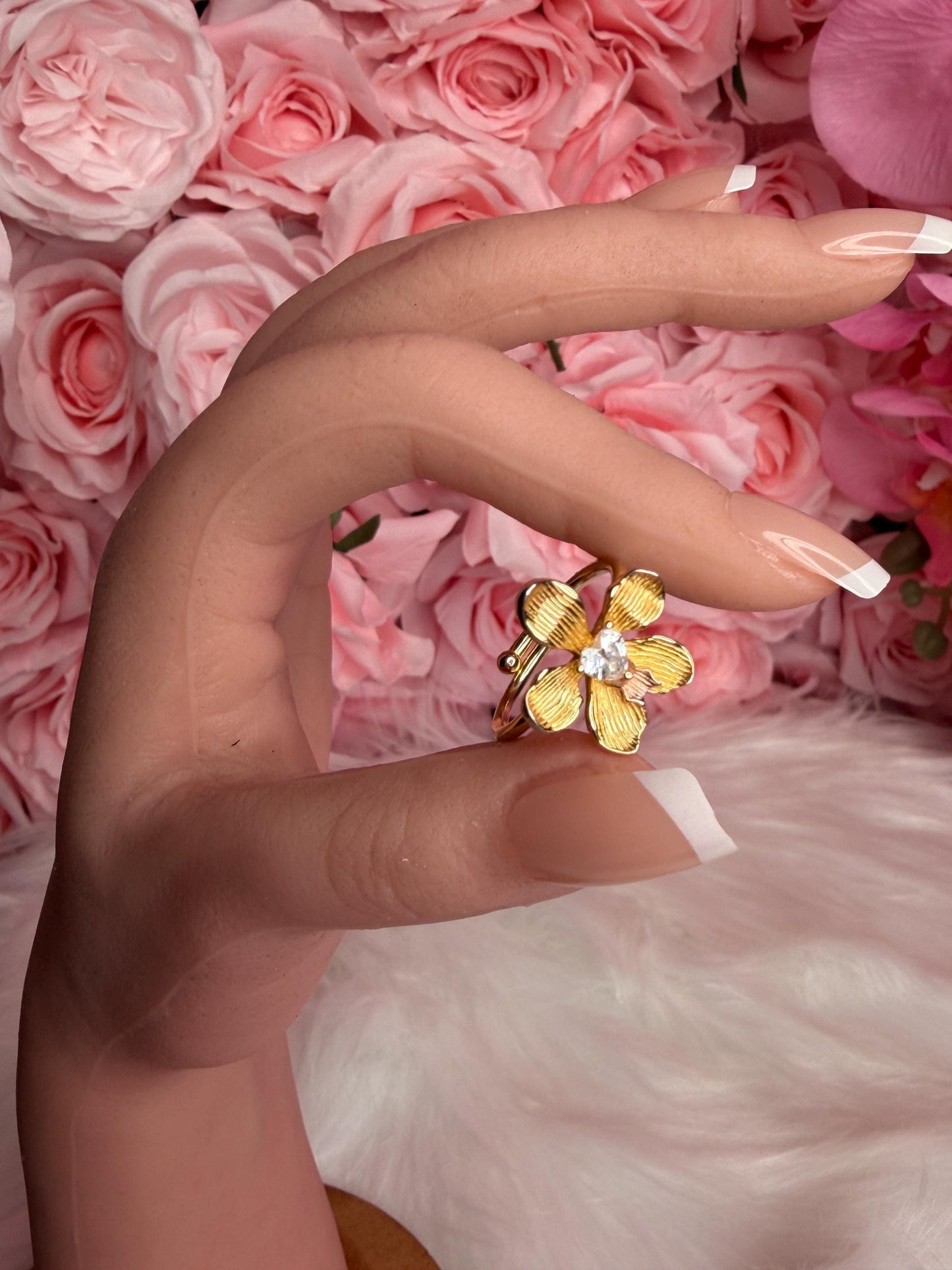 Elegant Statement Ring - Vanda Loke Collection: Orchid Ring • Heart Labellum- Yellow Gold