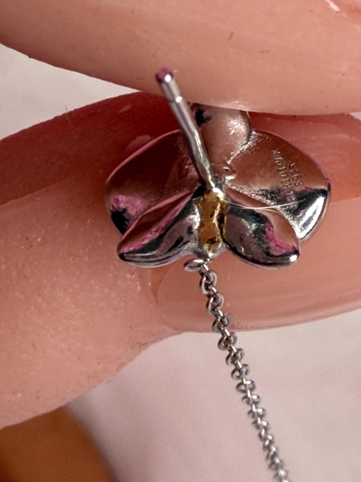 Phalaenopsis Orchid Silver Chain Cuff Earring • Real Orchid Labellum Helix Cartilage Chain Piercing • Gold & Silver Botanical Hoop Earring