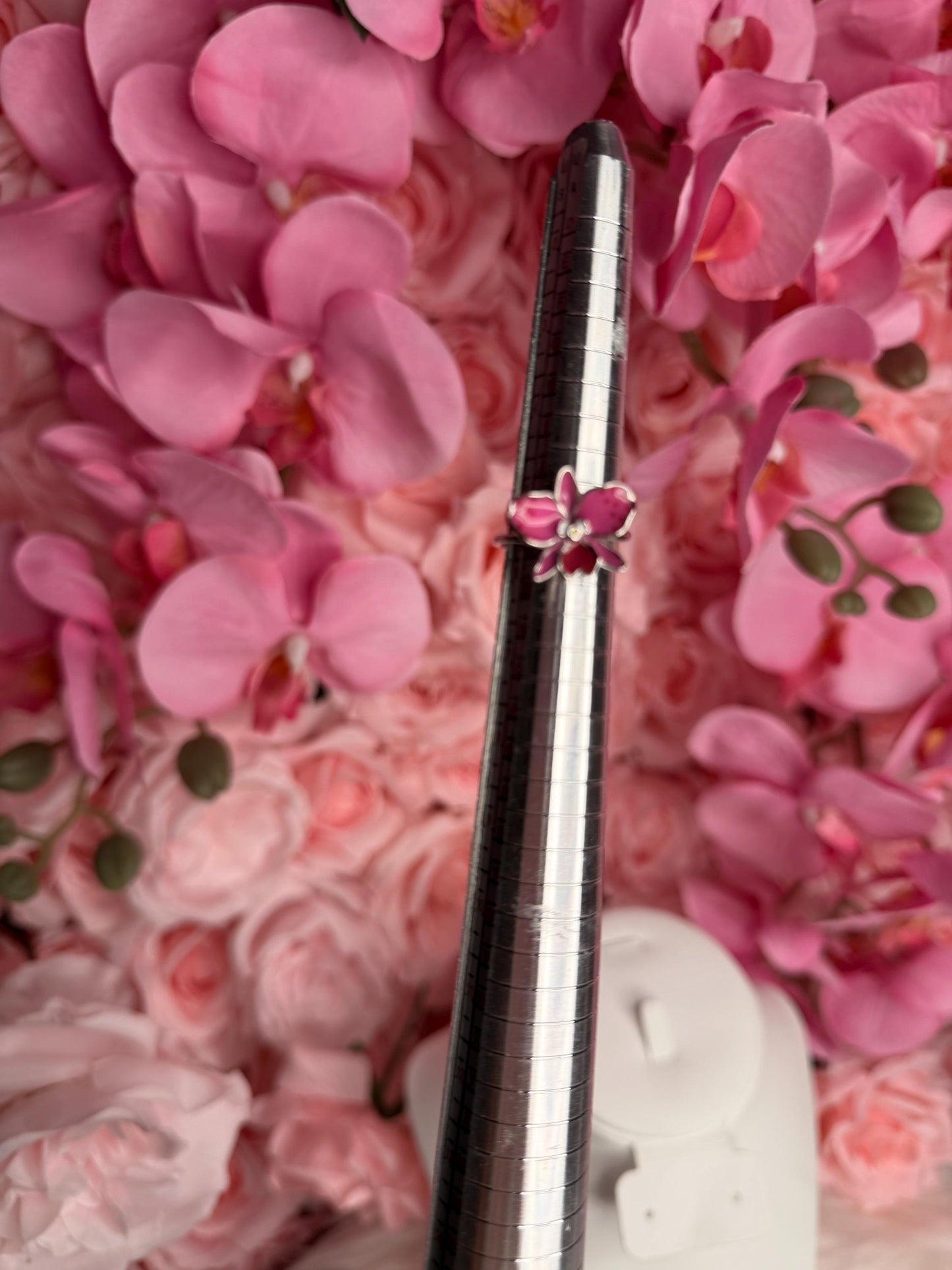 Sophrolaeliocattleya Pink Orchid Jewelry • Convertible Choker Necklace, Studs, & Adjustable Ring • Mix and Match Set