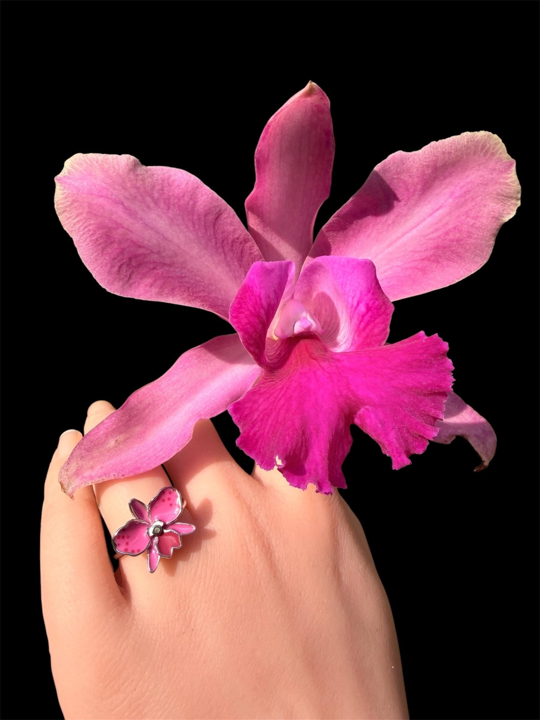 Sophrolaeliocattleya Pink Orchid Jewelry • Convertible Choker Necklace, Studs, & Adjustable Ring • Mix and Match Set