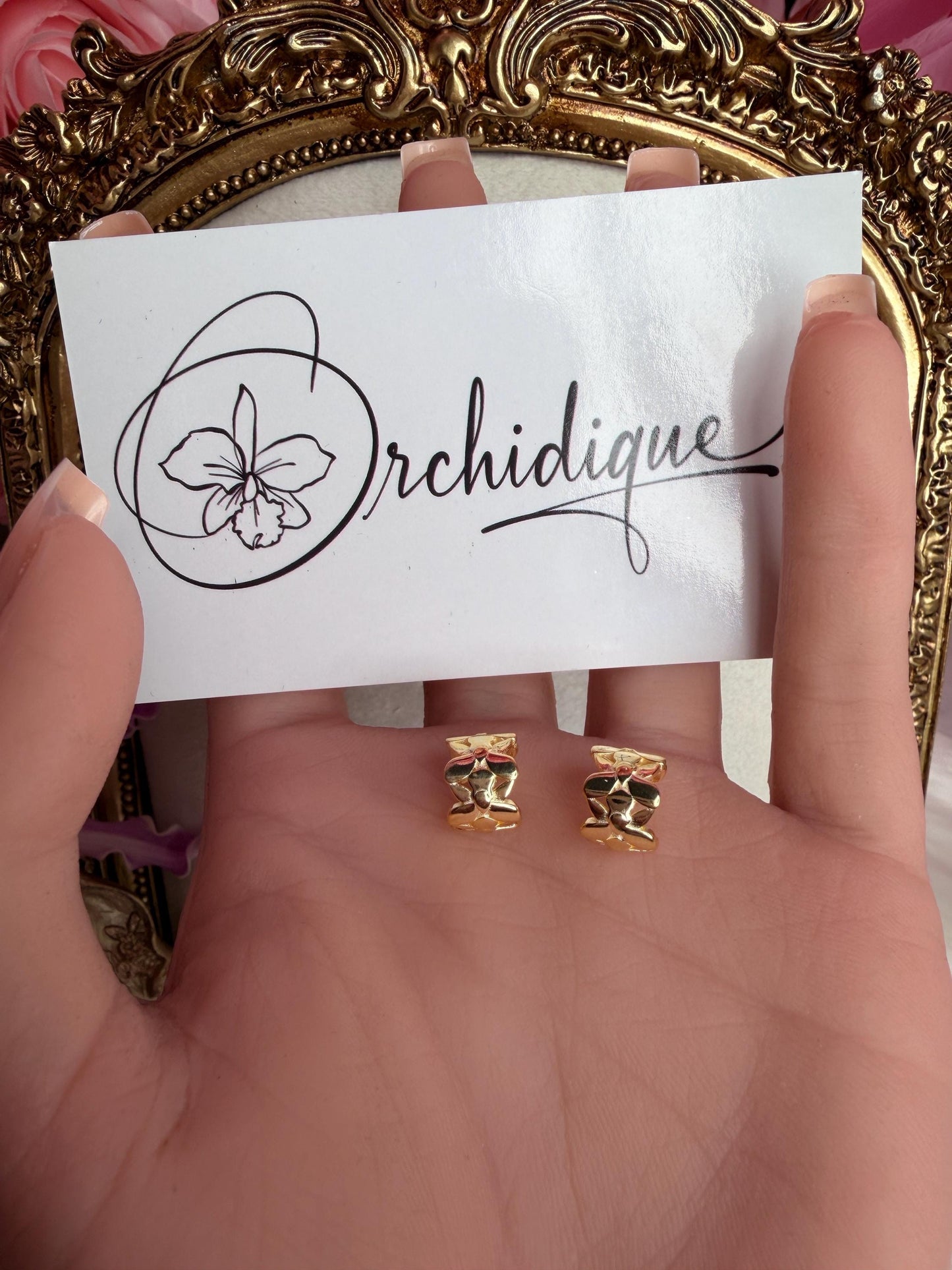 Dendrobium Orchid Ear Cuff • S925 Sterling Silver Five Flower Curved Climber • White Gold & 14K Gold Non Pierced Earring Pair or Single