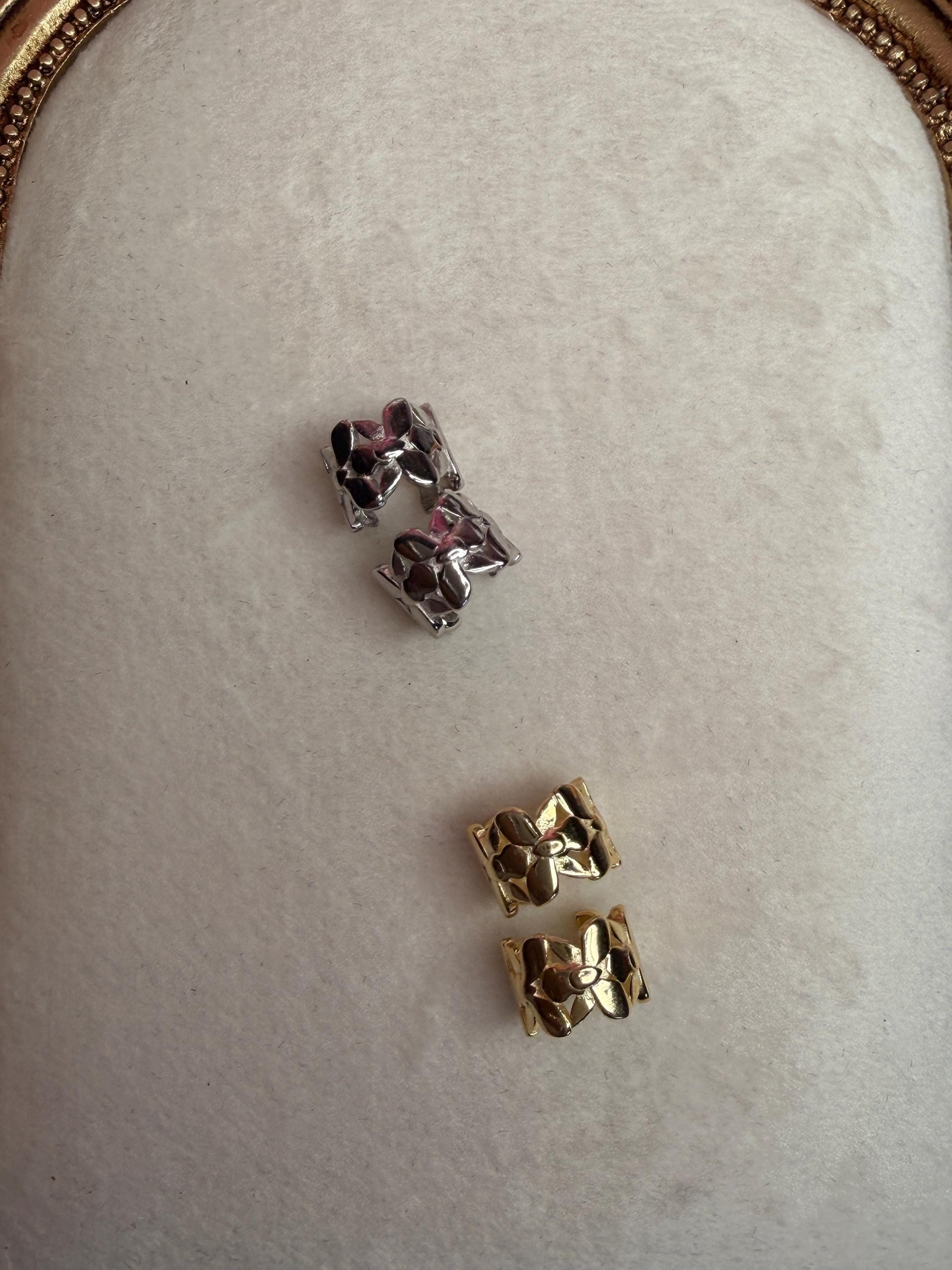 Dendrobium Orchid Ear Cuff • S925 Sterling Silver Five Flower Curved Climber • White Gold & 14K Gold Non Pierced Earring Pair or Single