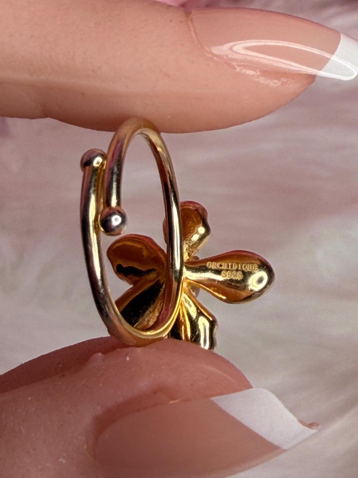 Elegant Statement Ring - Vanda Loke Collection: Orchid Ring • Heart Labellum- Yellow Gold