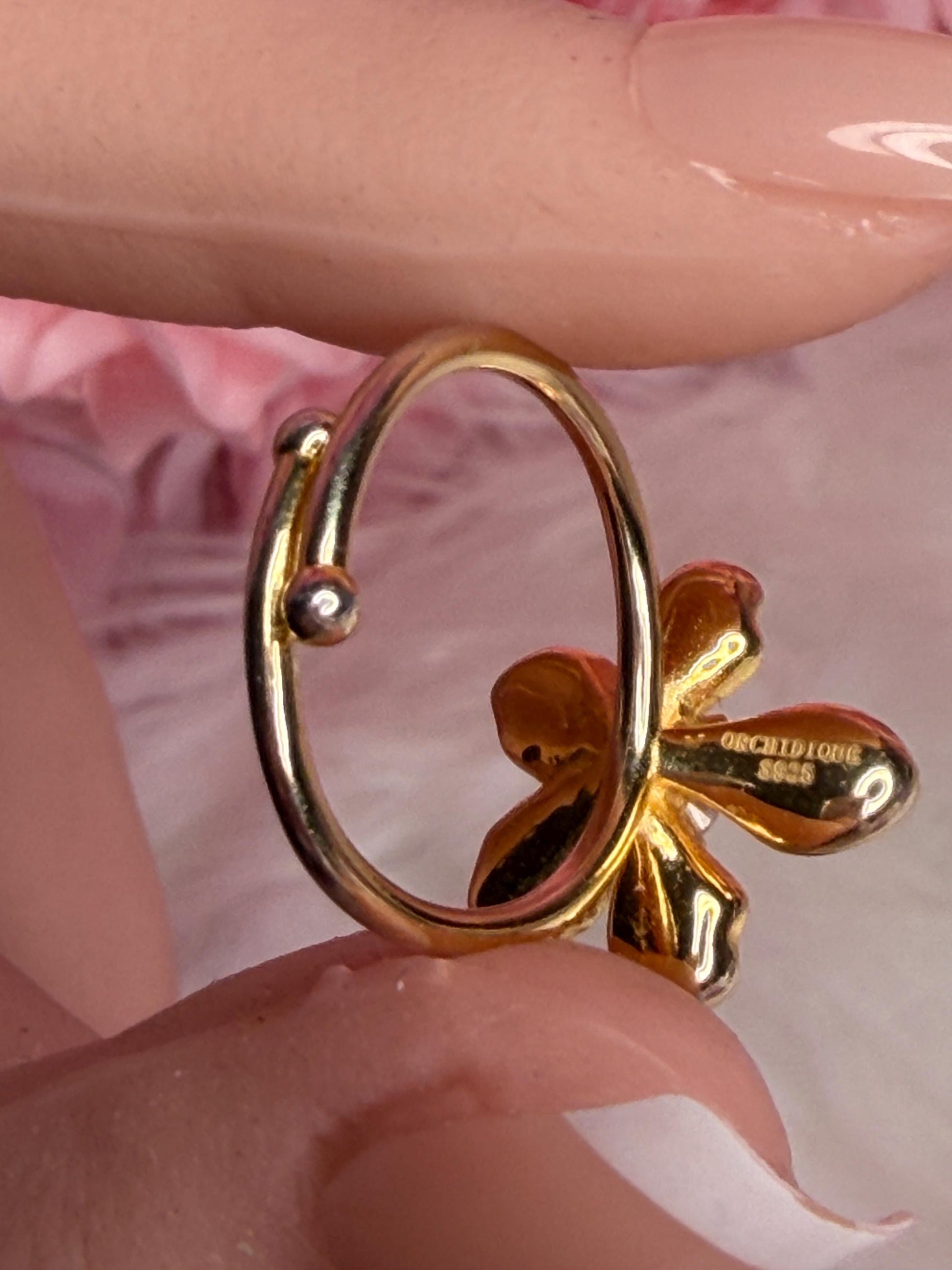 Elegant Statement Ring - Vanda Loke Collection: Orchid Ring • Heart Labellum- Yellow Gold