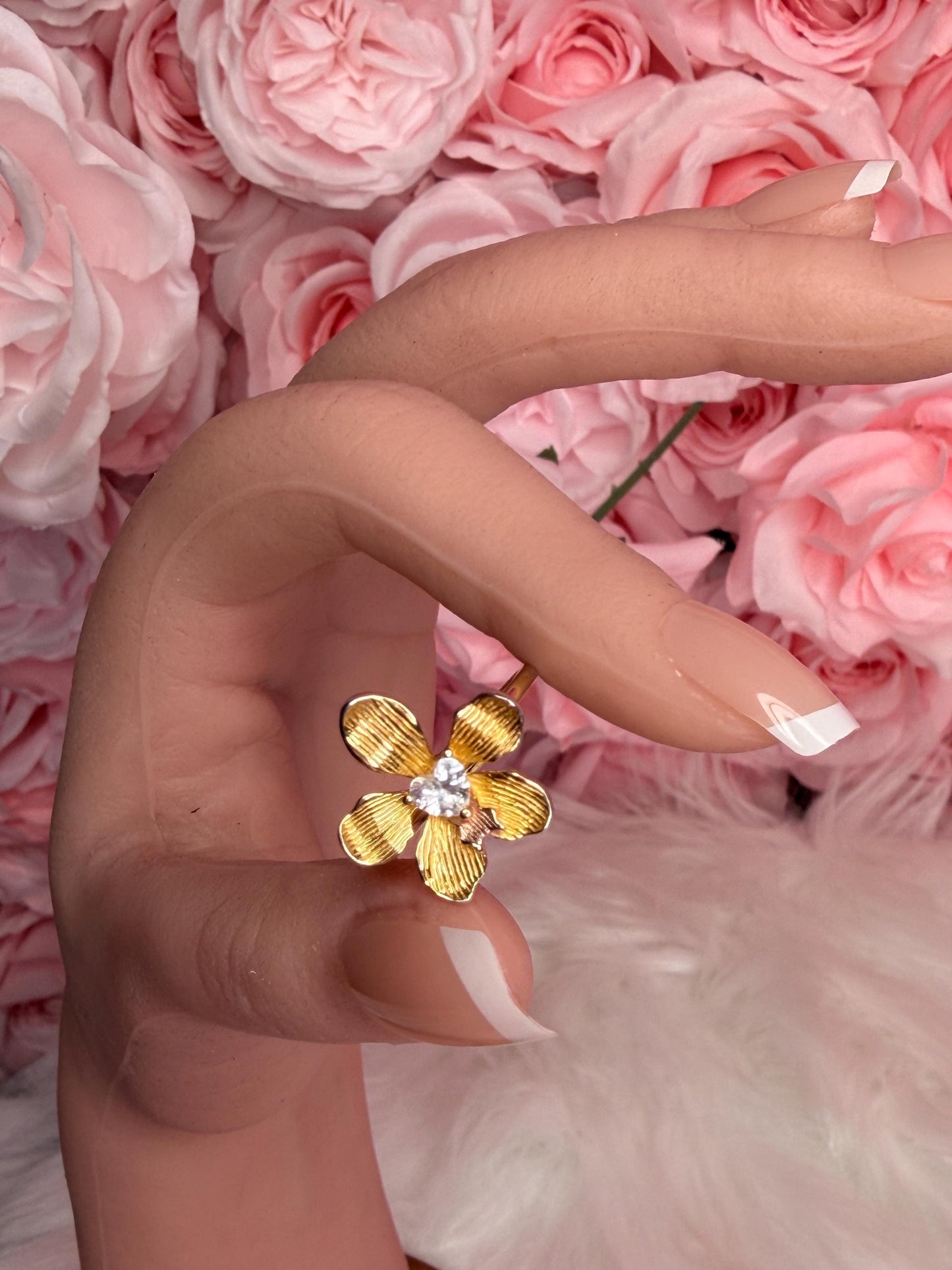 Elegant Statement Ring - Vanda Loke Collection: Orchid Ring • Heart Labellum- Yellow Gold